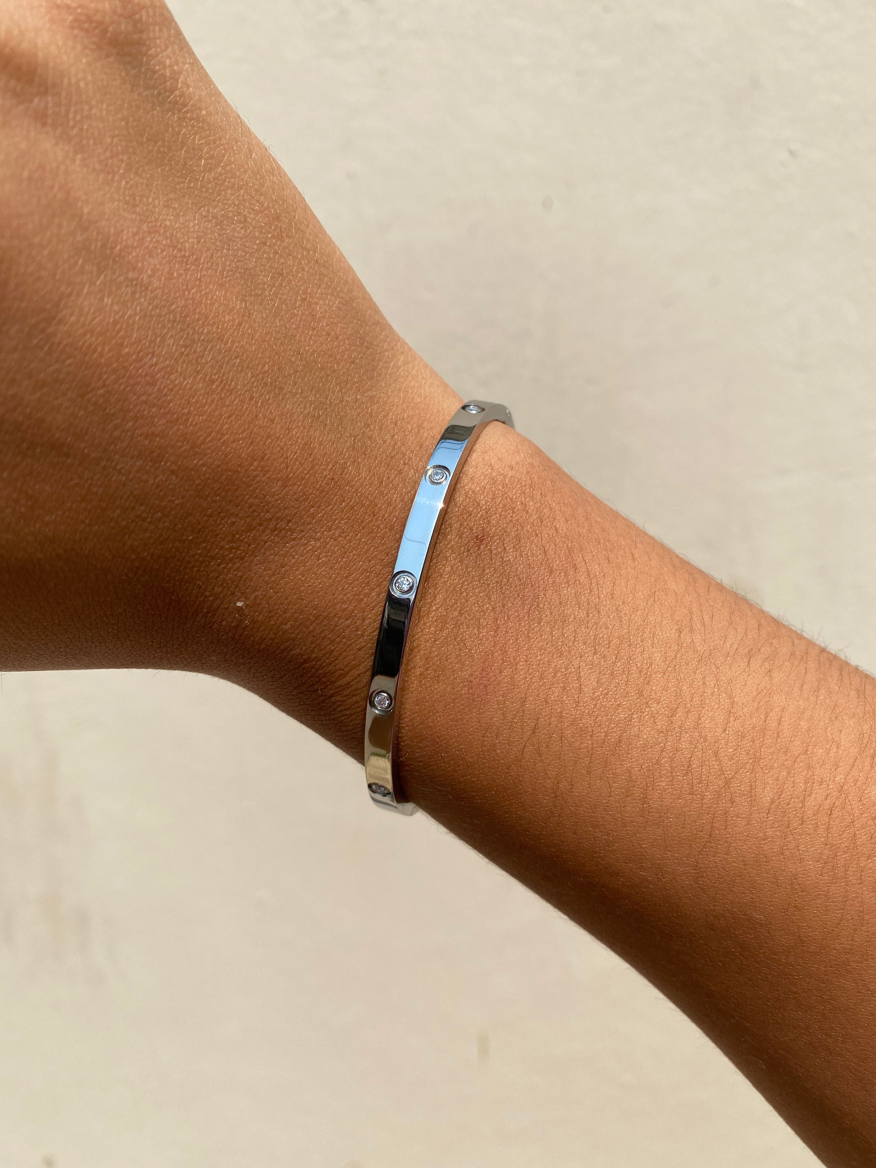 Bangle tipo Cartier Silver Zircons 4mm
