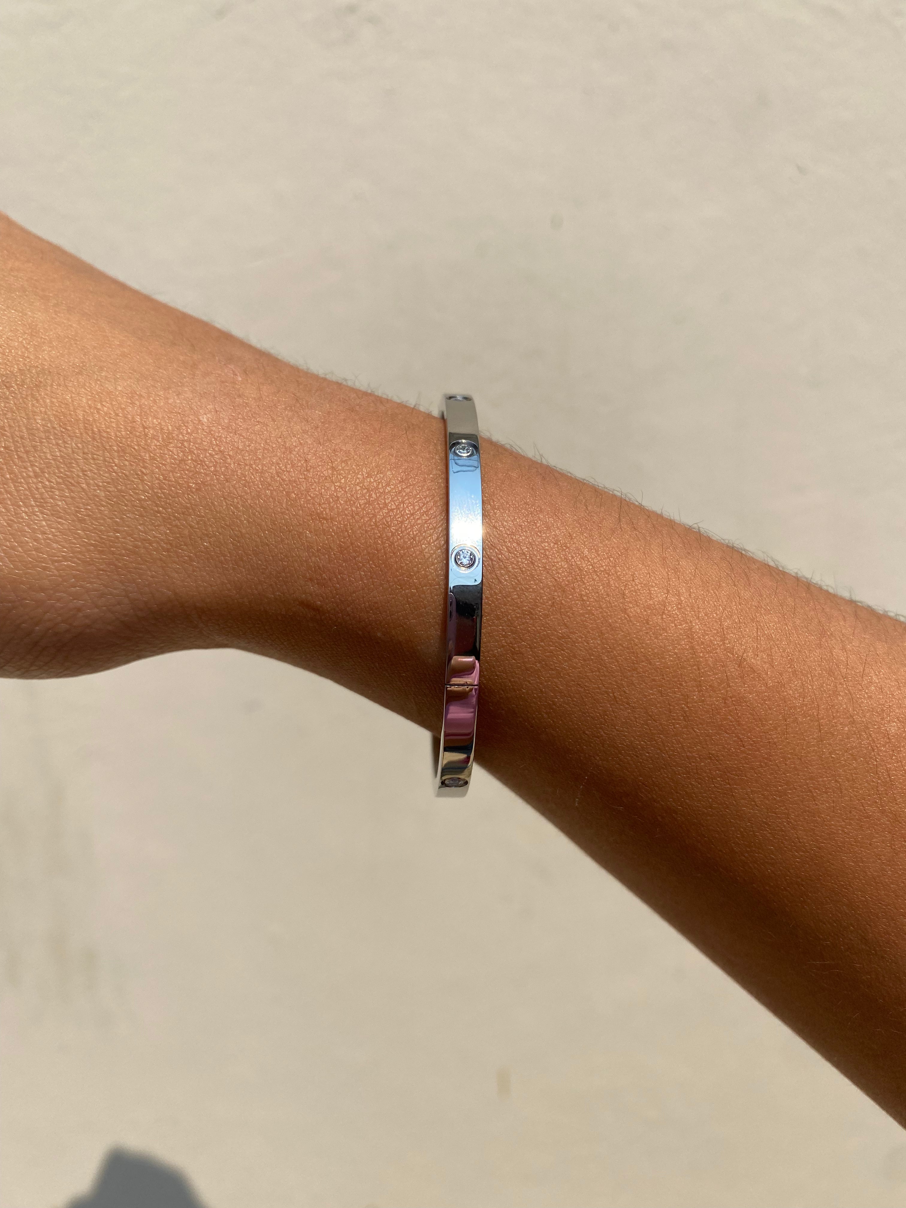 Bangle tipo Cartier Silver Zircons 4mm