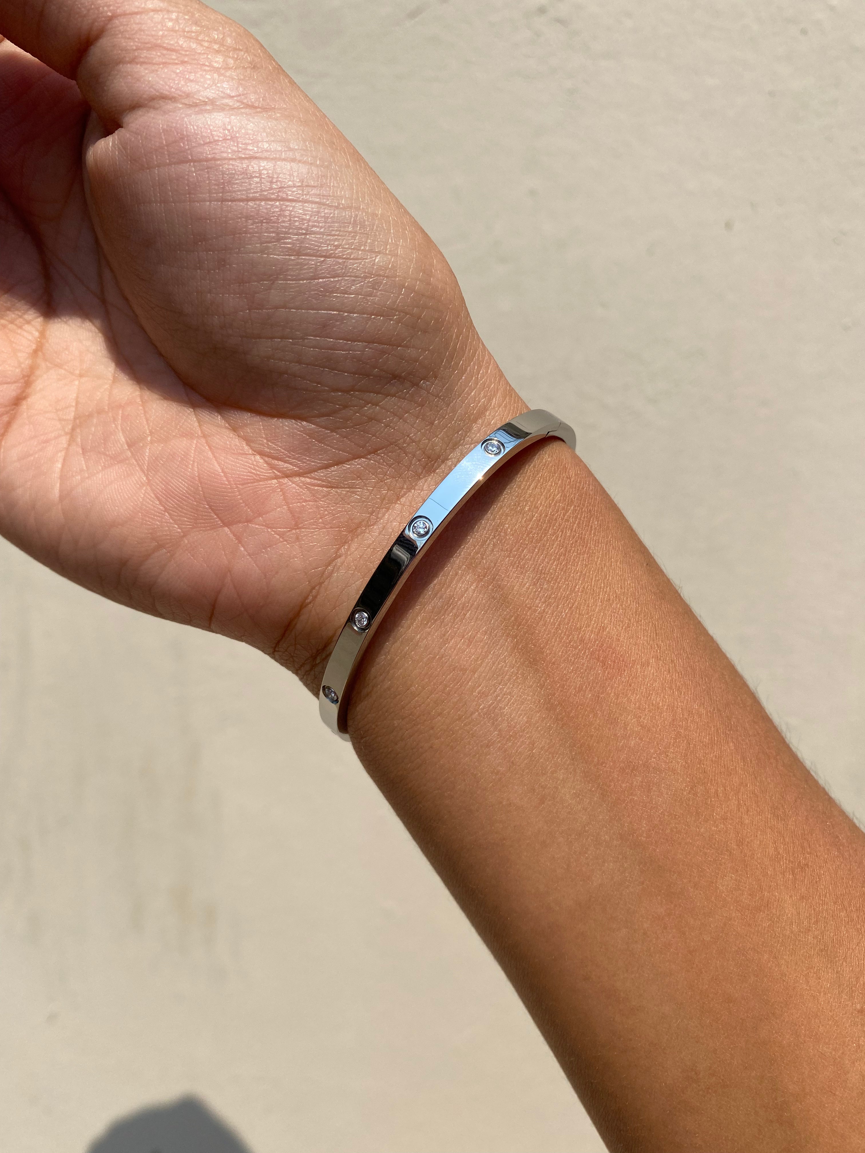 Bangle tipo Cartier Silver Zircons 4mm