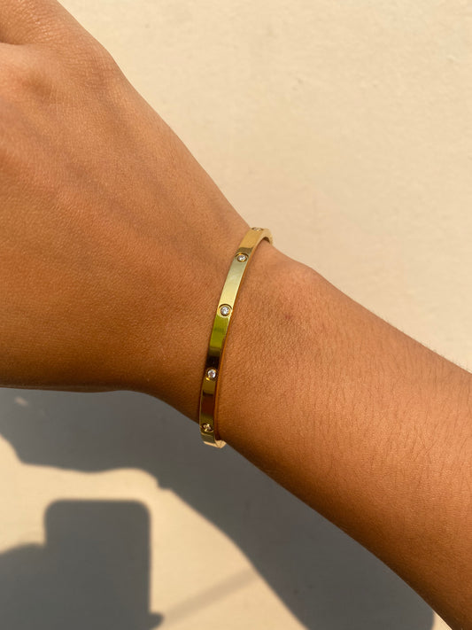 Bangle Gold & tipo Cartier Zircons 4mm