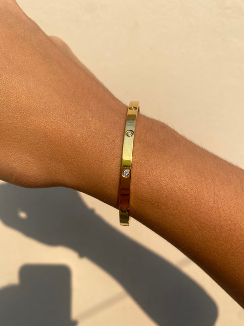 Bangle Gold & tipo Cartier Zircons 4mm