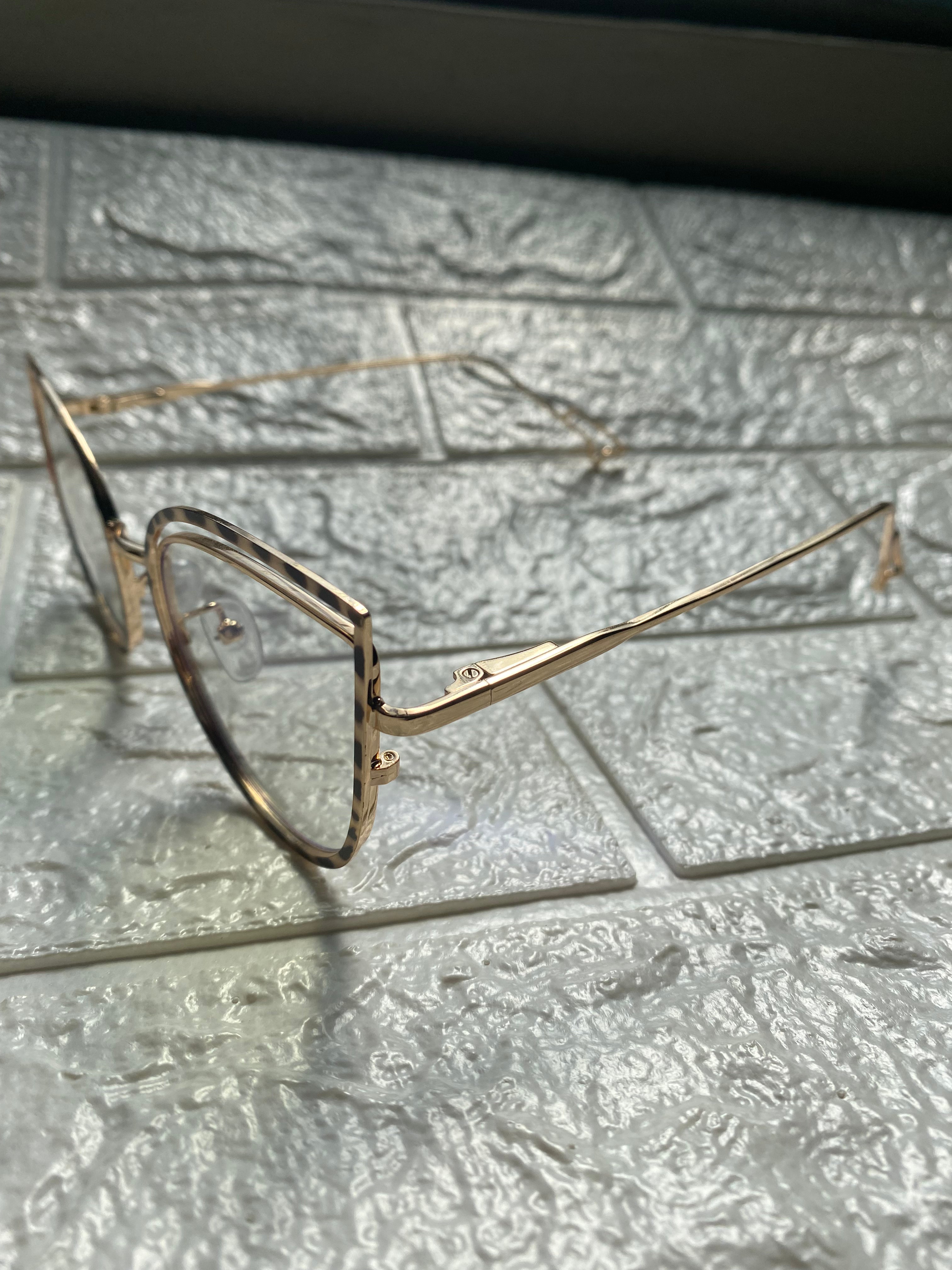 Lentes Cat Eye Doble Leopardo y Gold