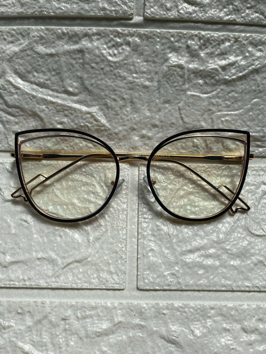 Lentes Cat Eye Doble Negro y Gold