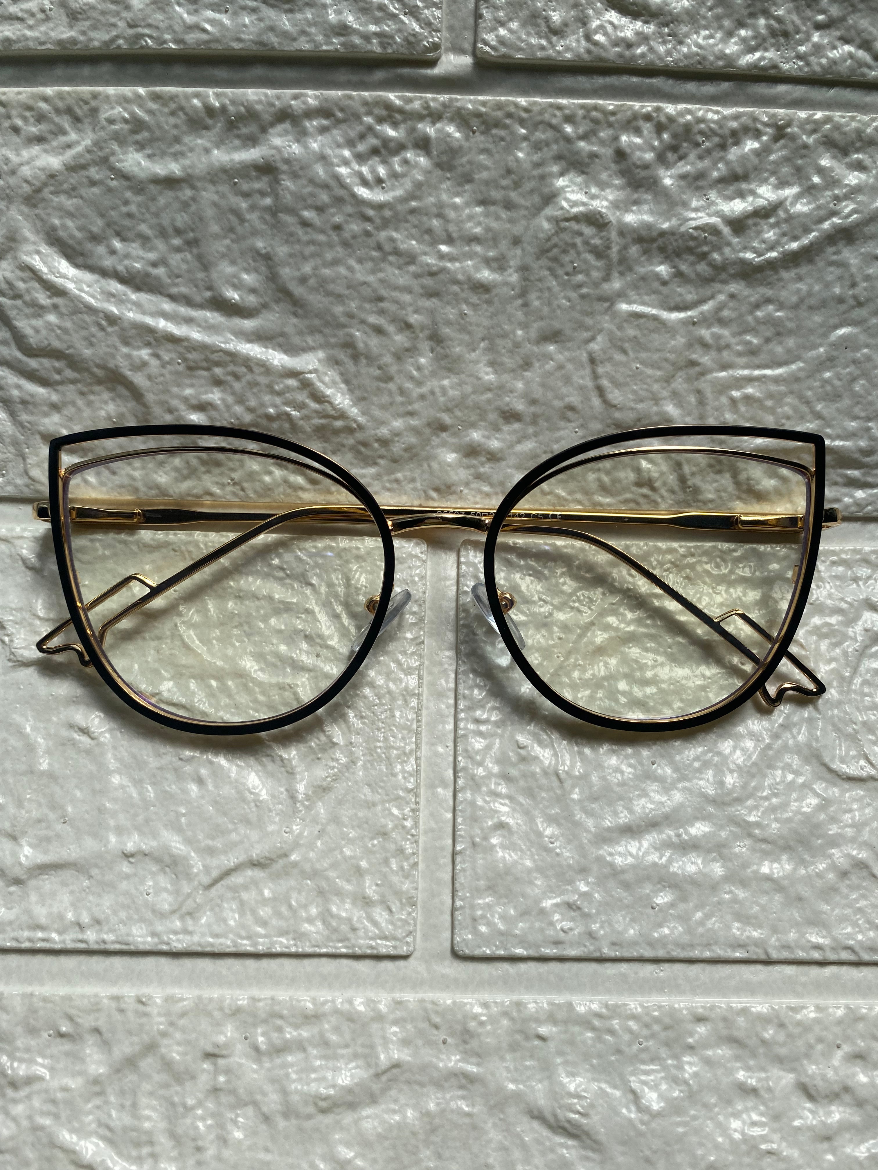 Lentes Cat Eye Doble Negro y Gold