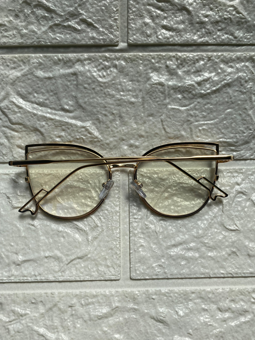 Lentes Cat Eye Doble Negro y Gold
