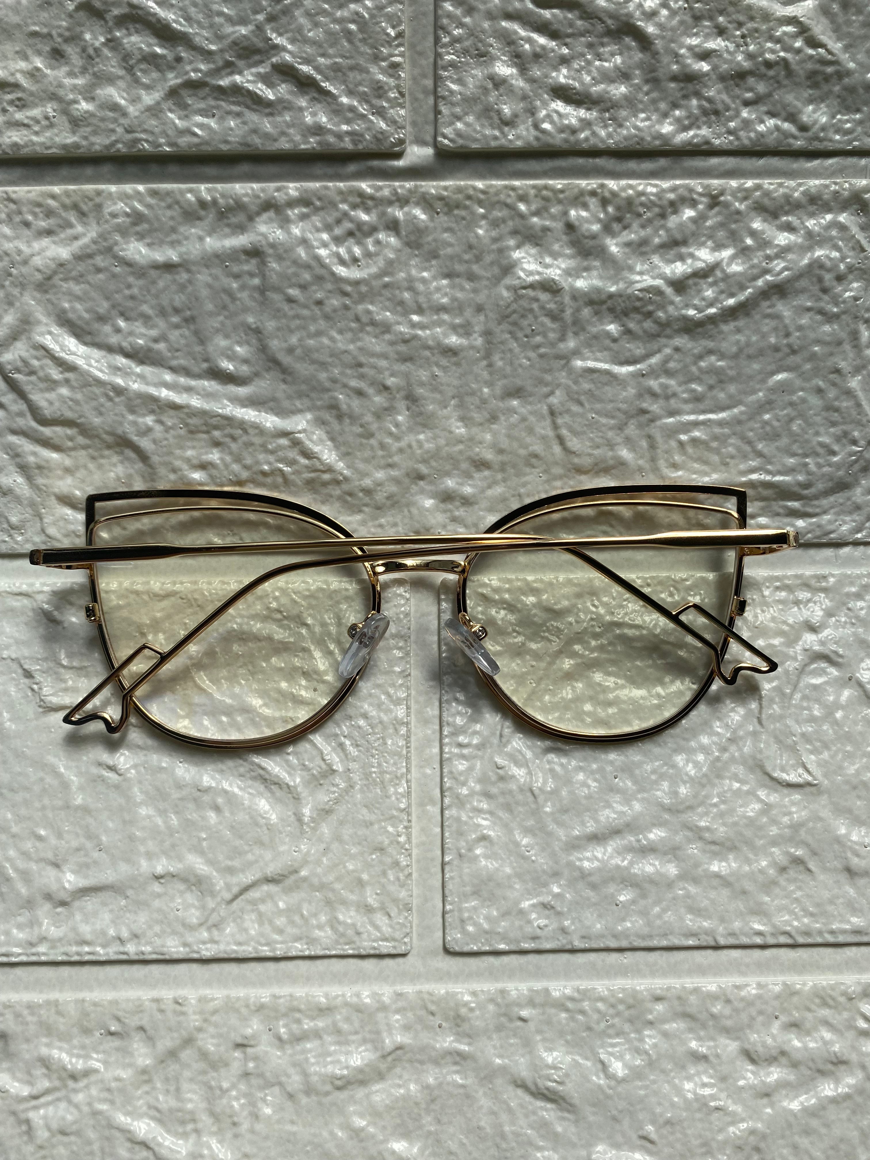 Lentes Cat Eye Doble Negro y Gold
