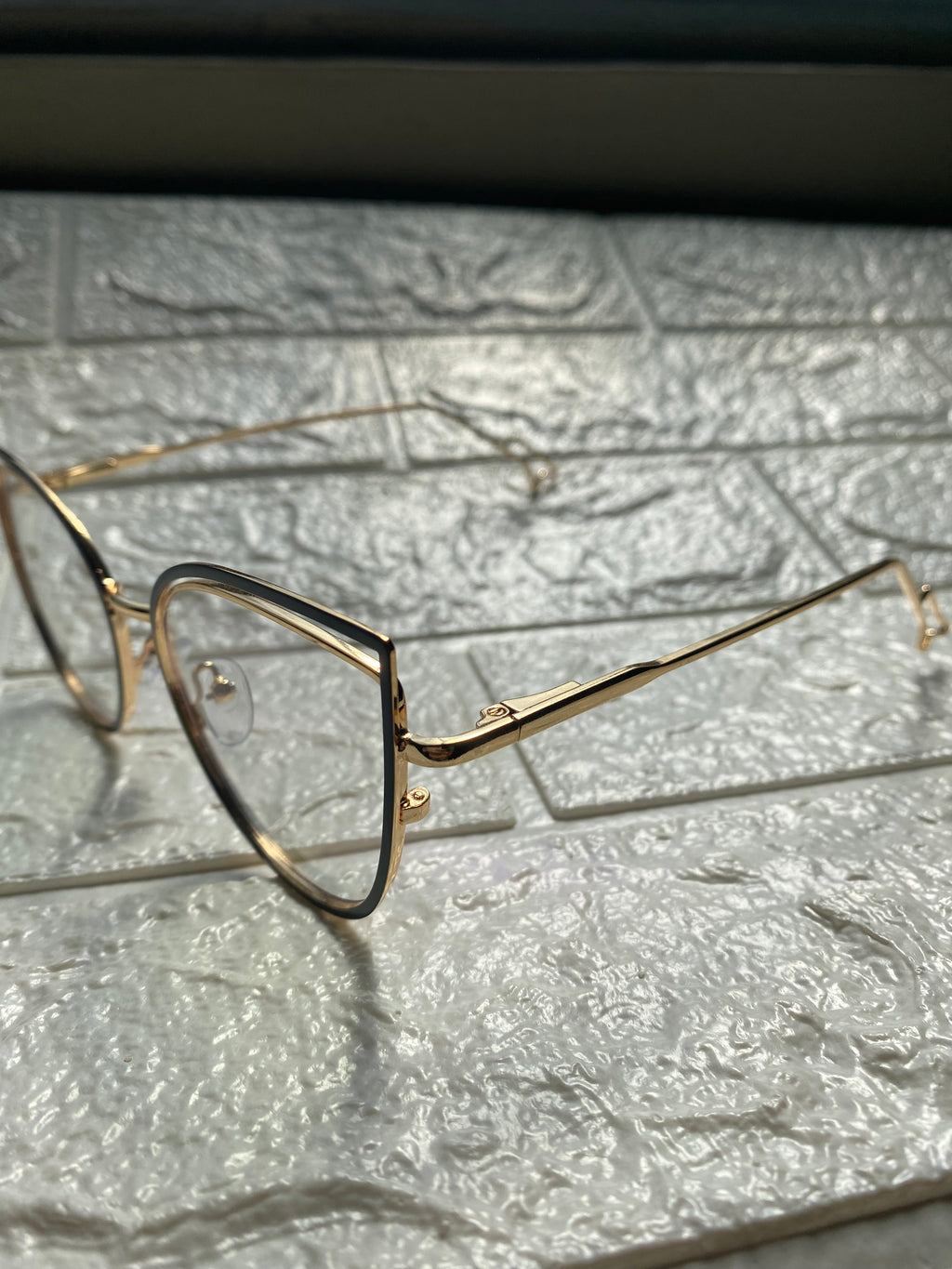 Lentes Cat Eye Doble Negro y Gold
