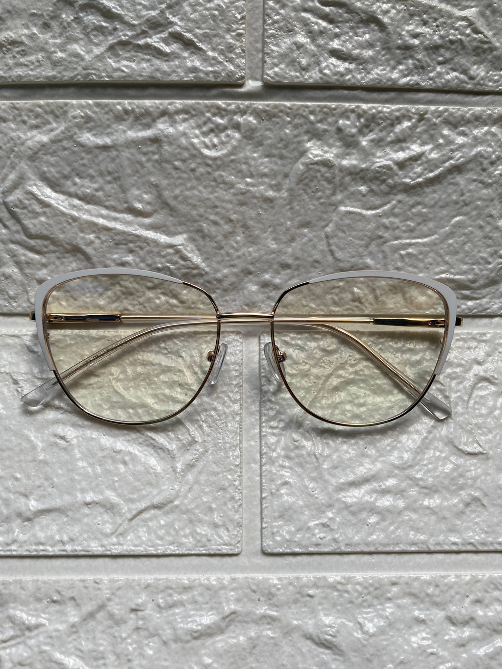 Lentes Cat Eye Gold/ Blanco