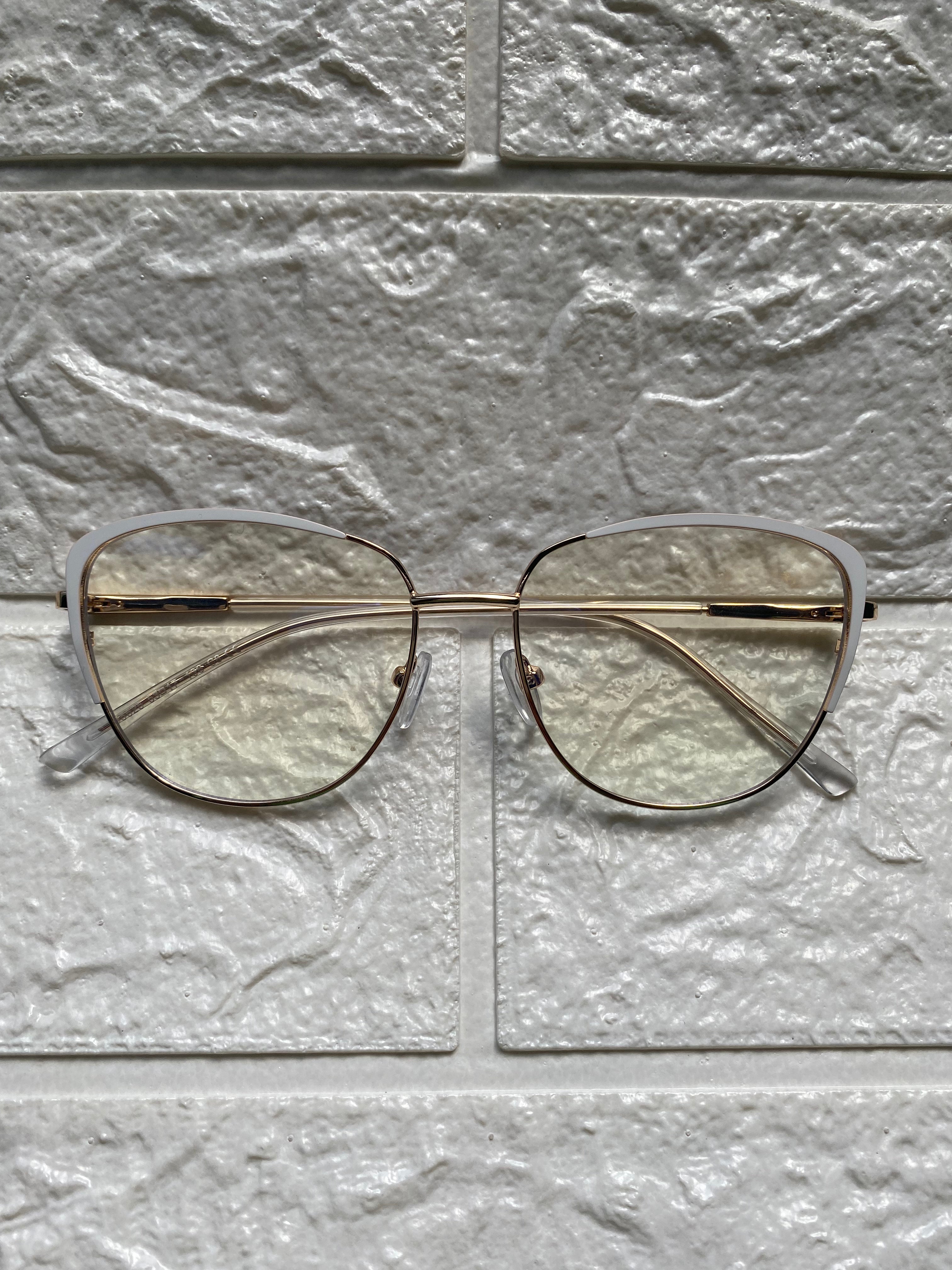 Lentes Cat Eye Gold/ Blanco