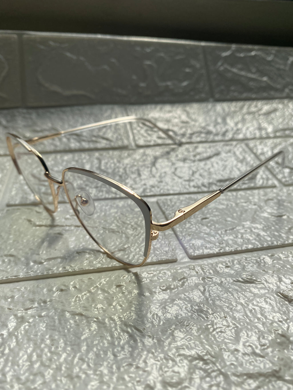 Lentes Cat Eye Gold/ Blanco