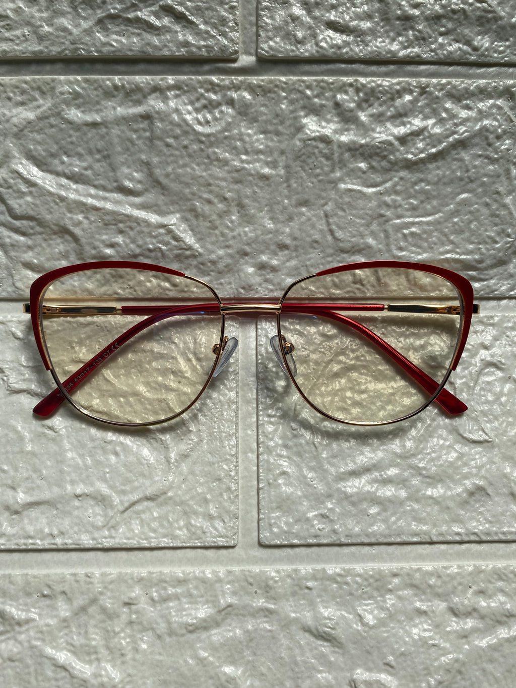 Lentes Cat Eye Gold/ Rojo