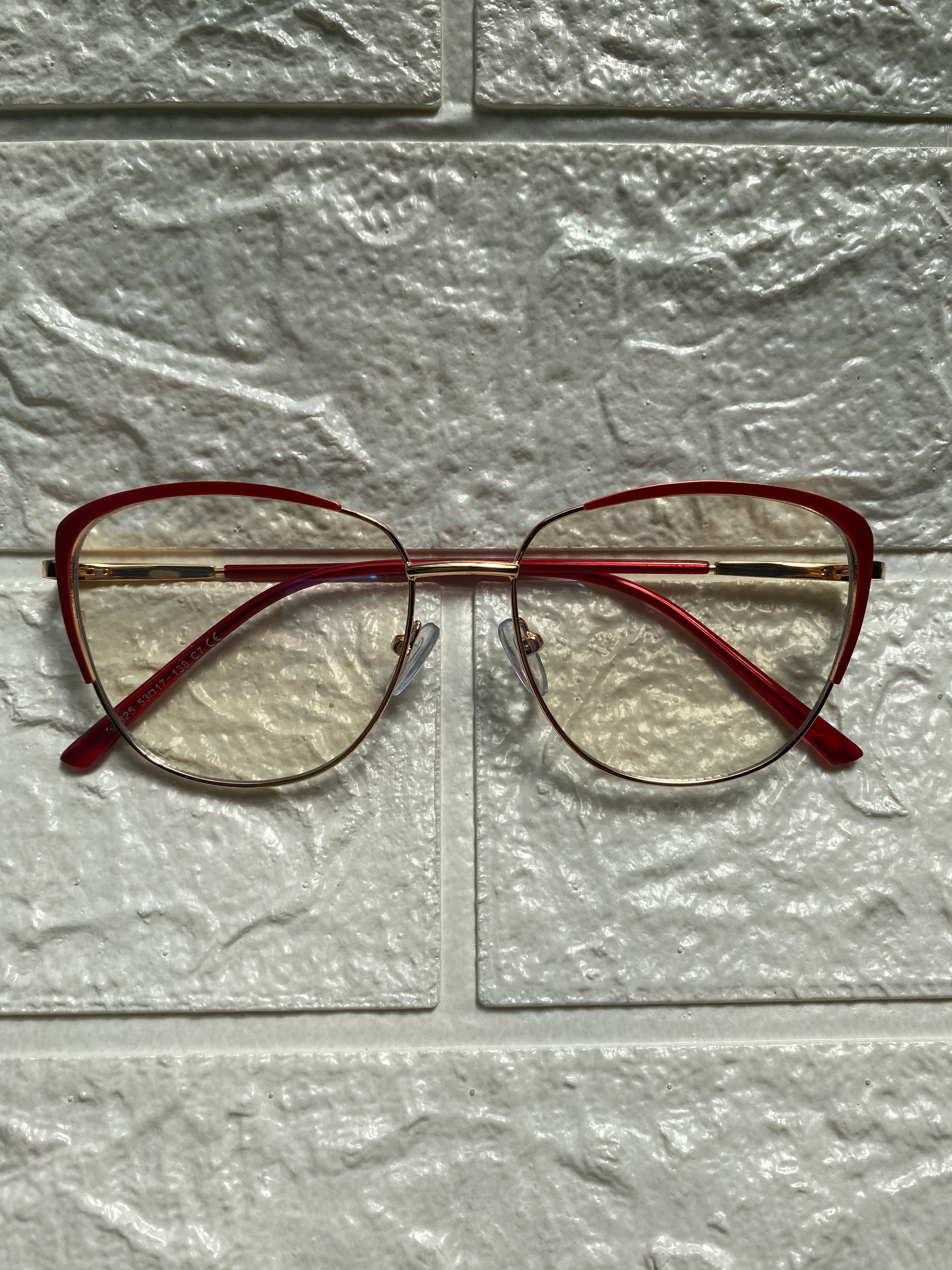 Lentes Cat Eye Gold/ Rojo
