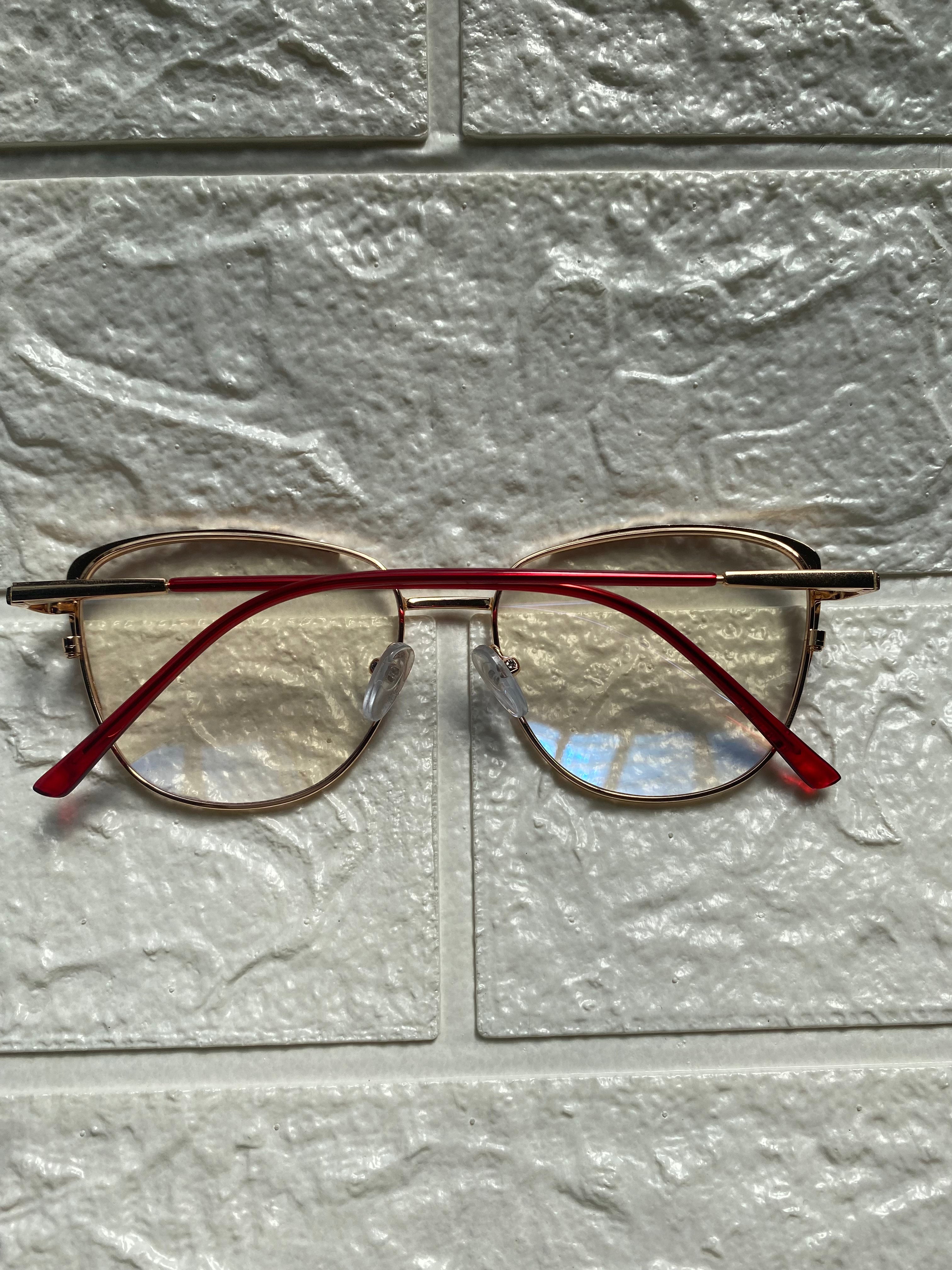 Lentes Cat Eye Gold/ Rojo