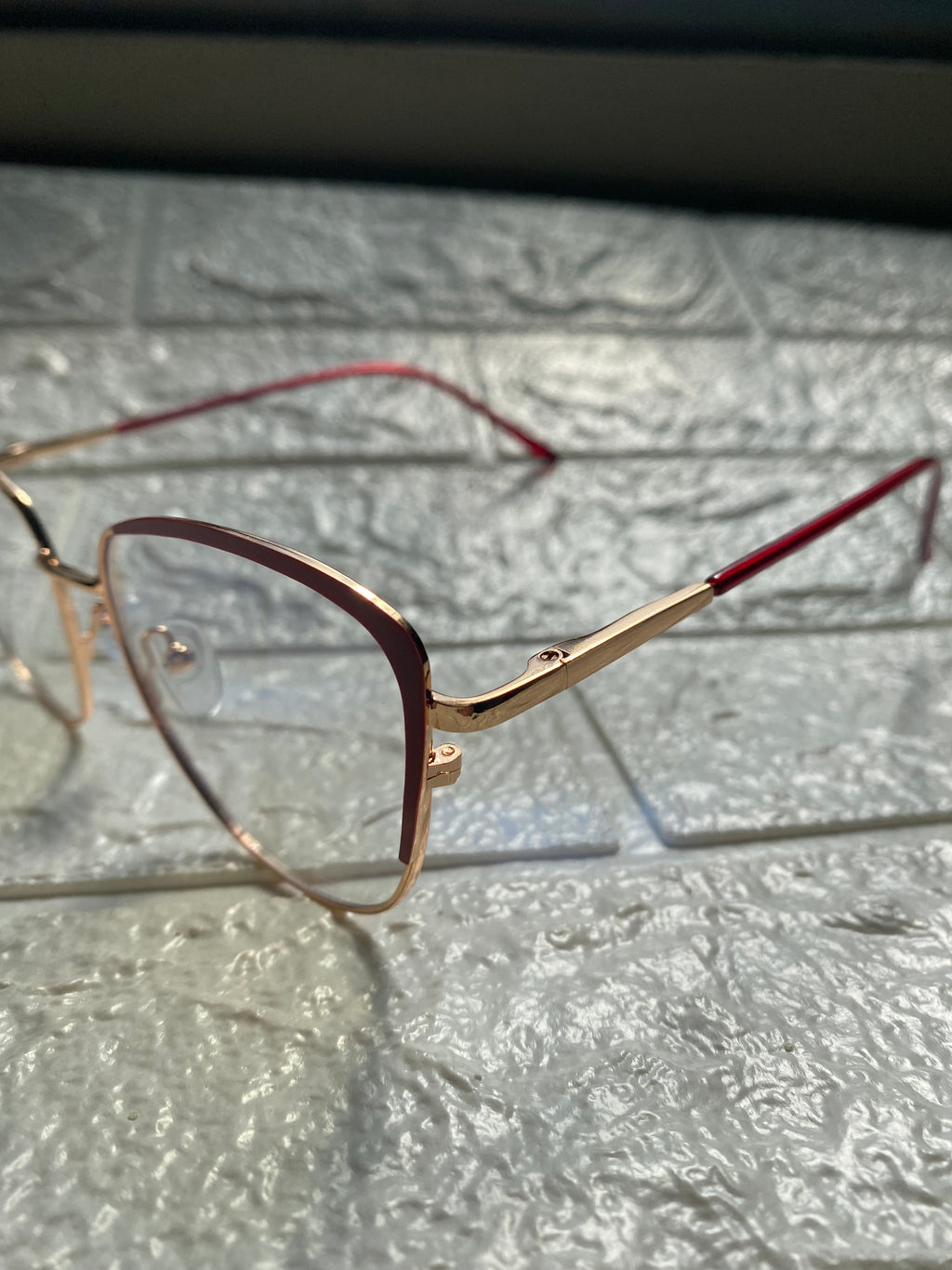 Lentes Cat Eye Gold/ Rojo