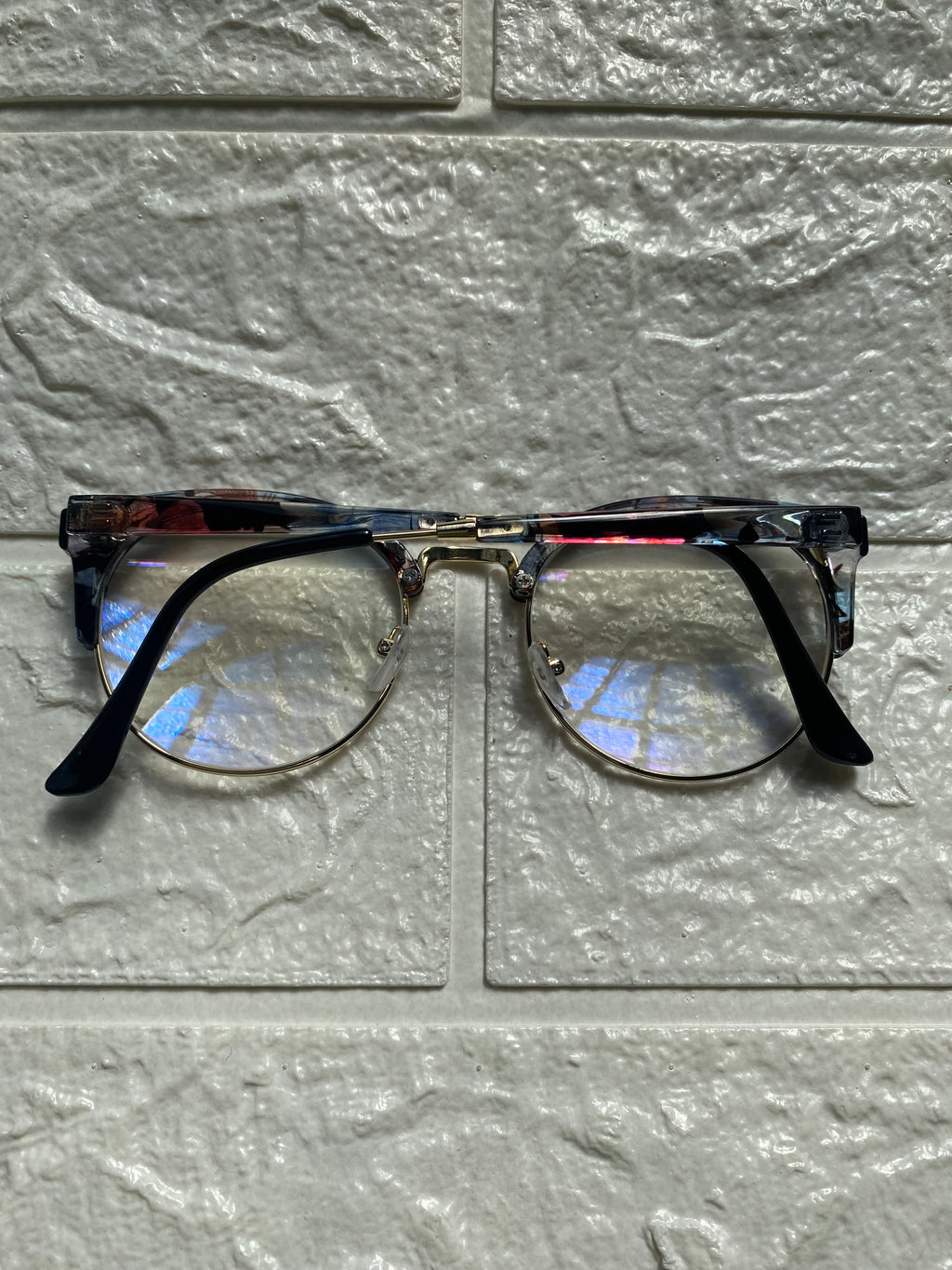Lentes Mitad Flores y Gold