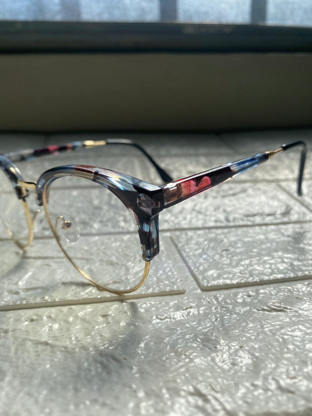 Lentes Mitad Flores y Gold
