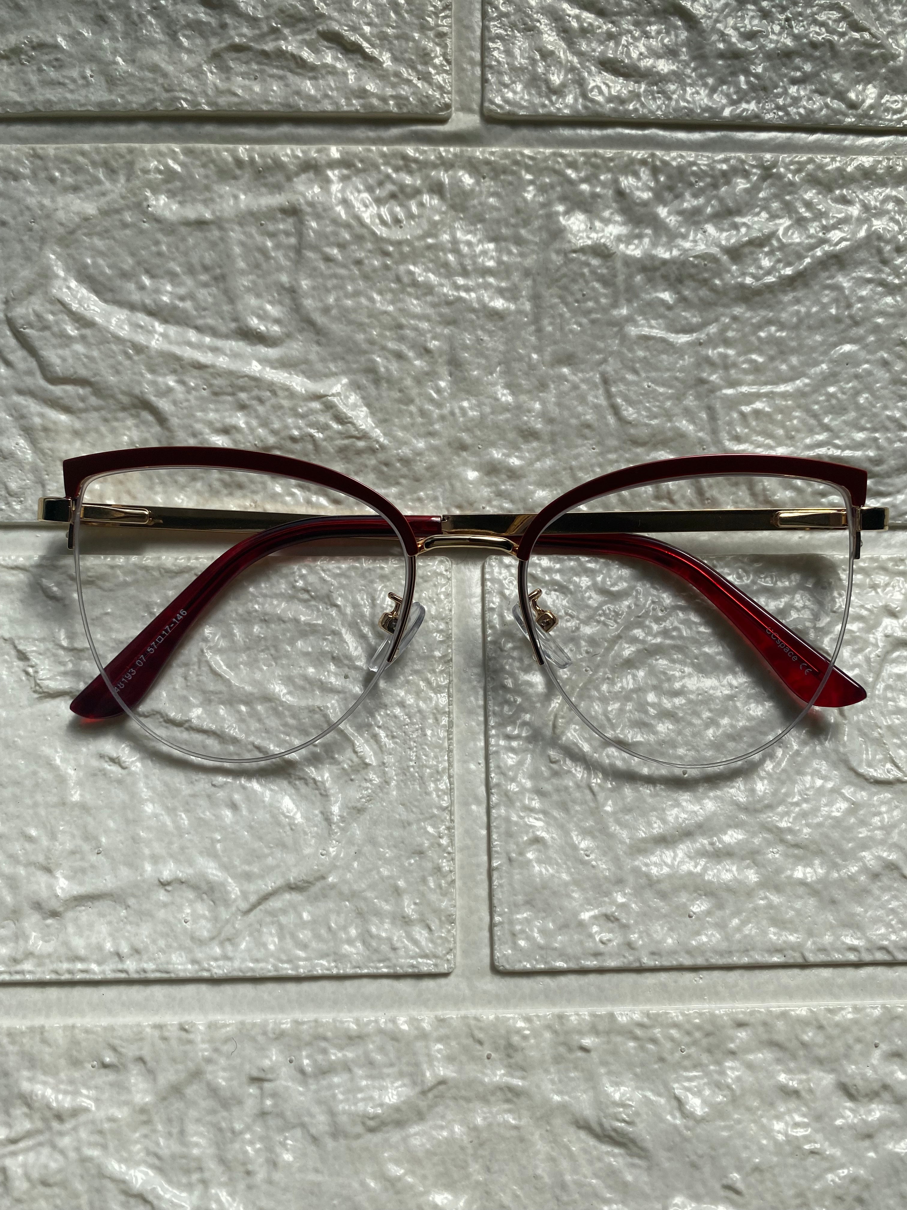 Lentes Cat Eye Mitad Vidrio Rojo