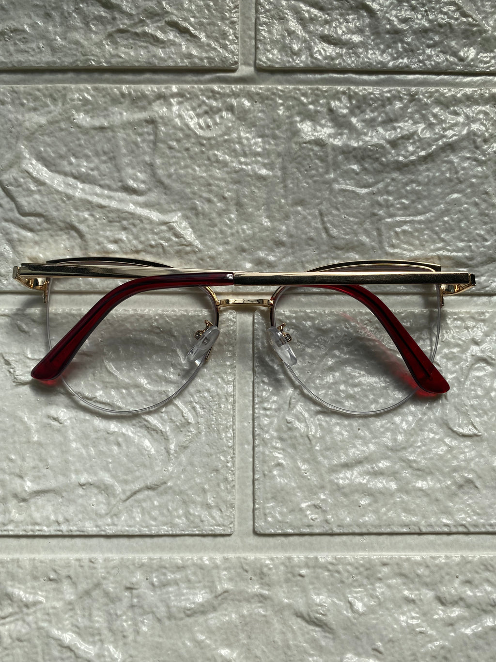 Lentes Cat Eye Mitad Vidrio Rojo