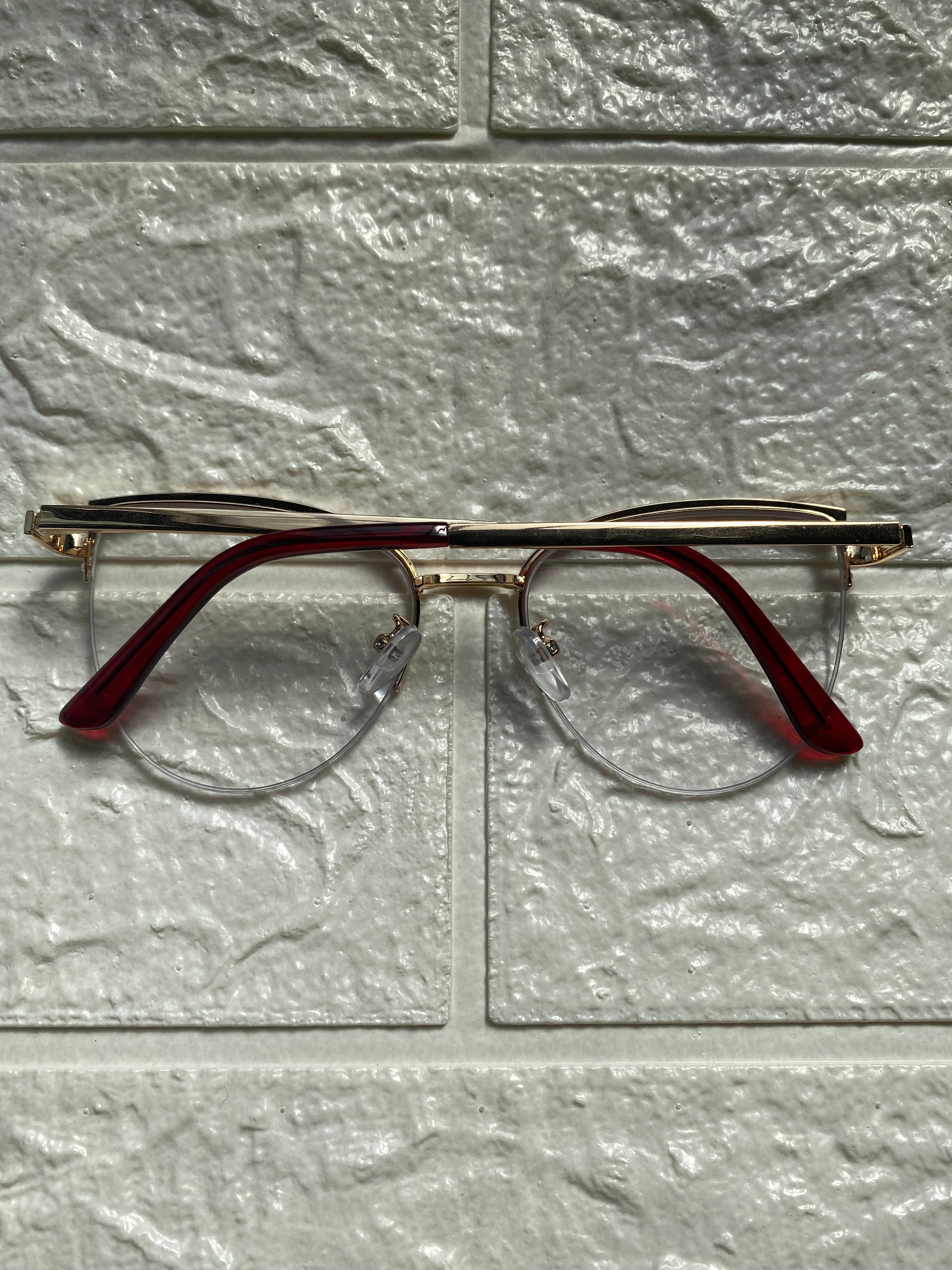 Lentes Cat Eye Mitad Vidrio Rojo