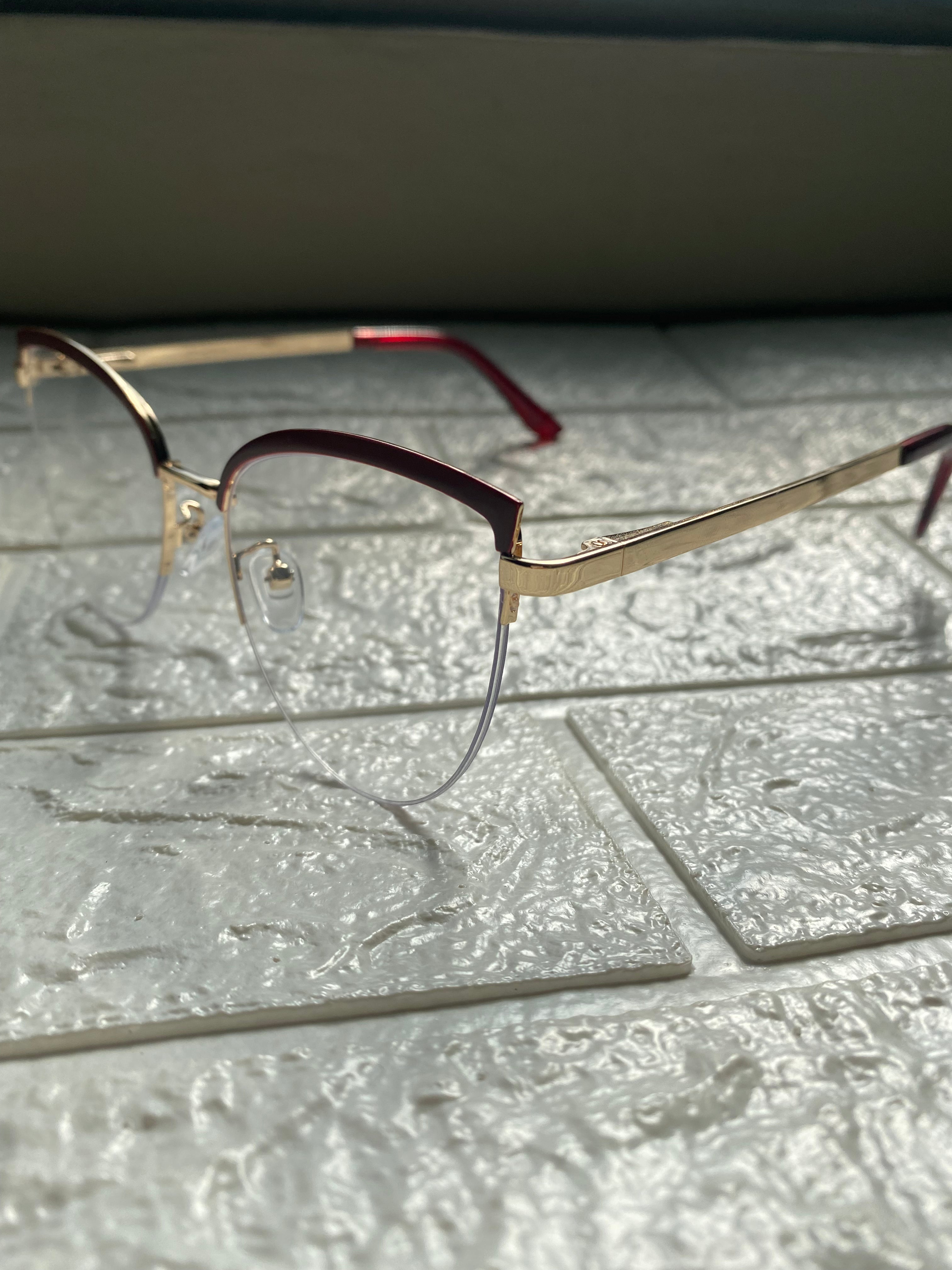 Lentes Cat Eye Mitad Vidrio Rojo