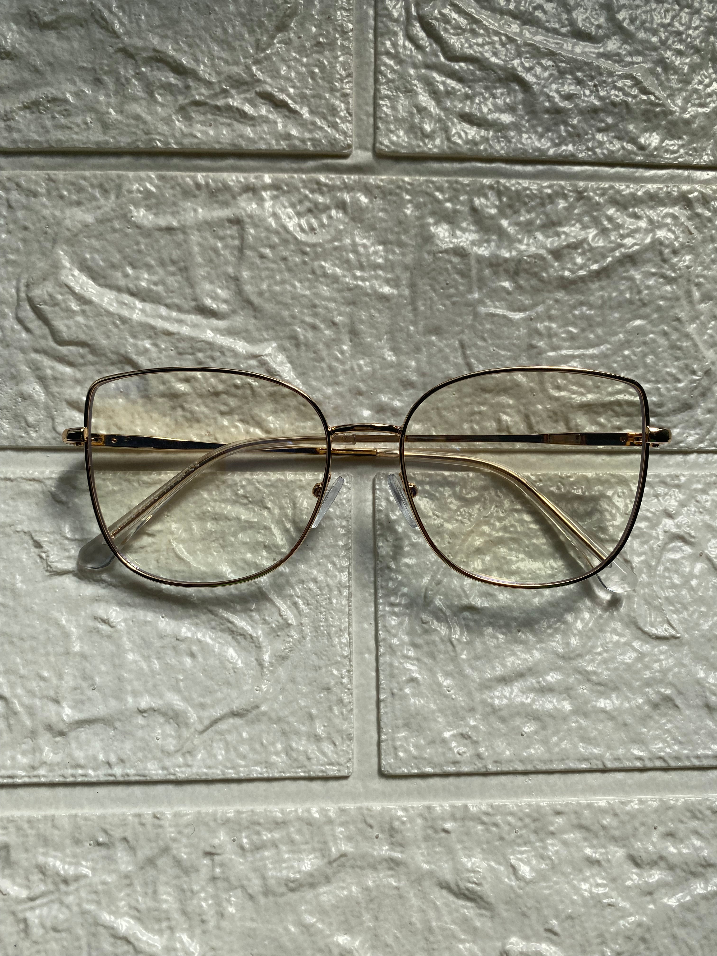 Lentes Cat Eye Metal Gold