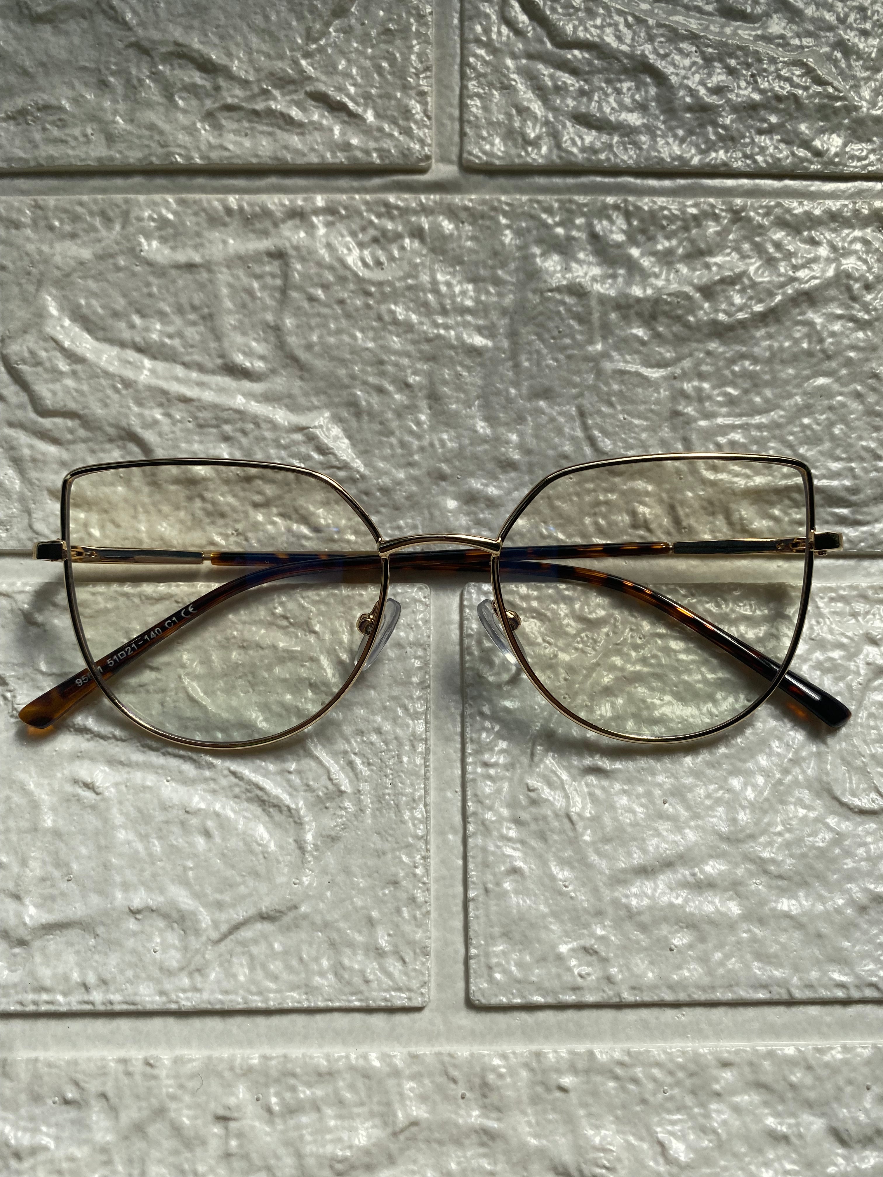 Lentes Cat Eye Gold Metal Detalle Leopardo