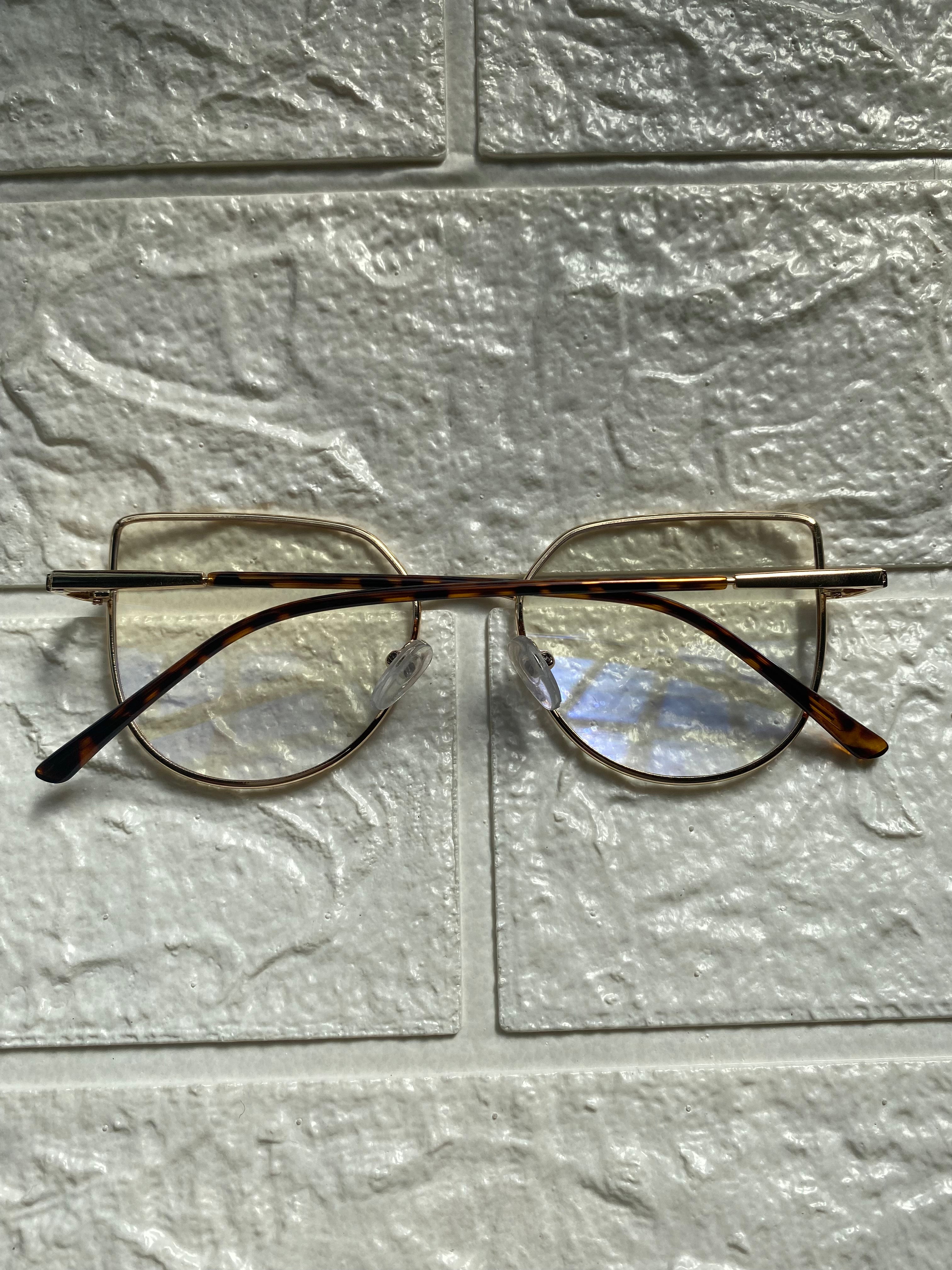 Lentes Cat Eye Gold Metal Detalle Leopardo