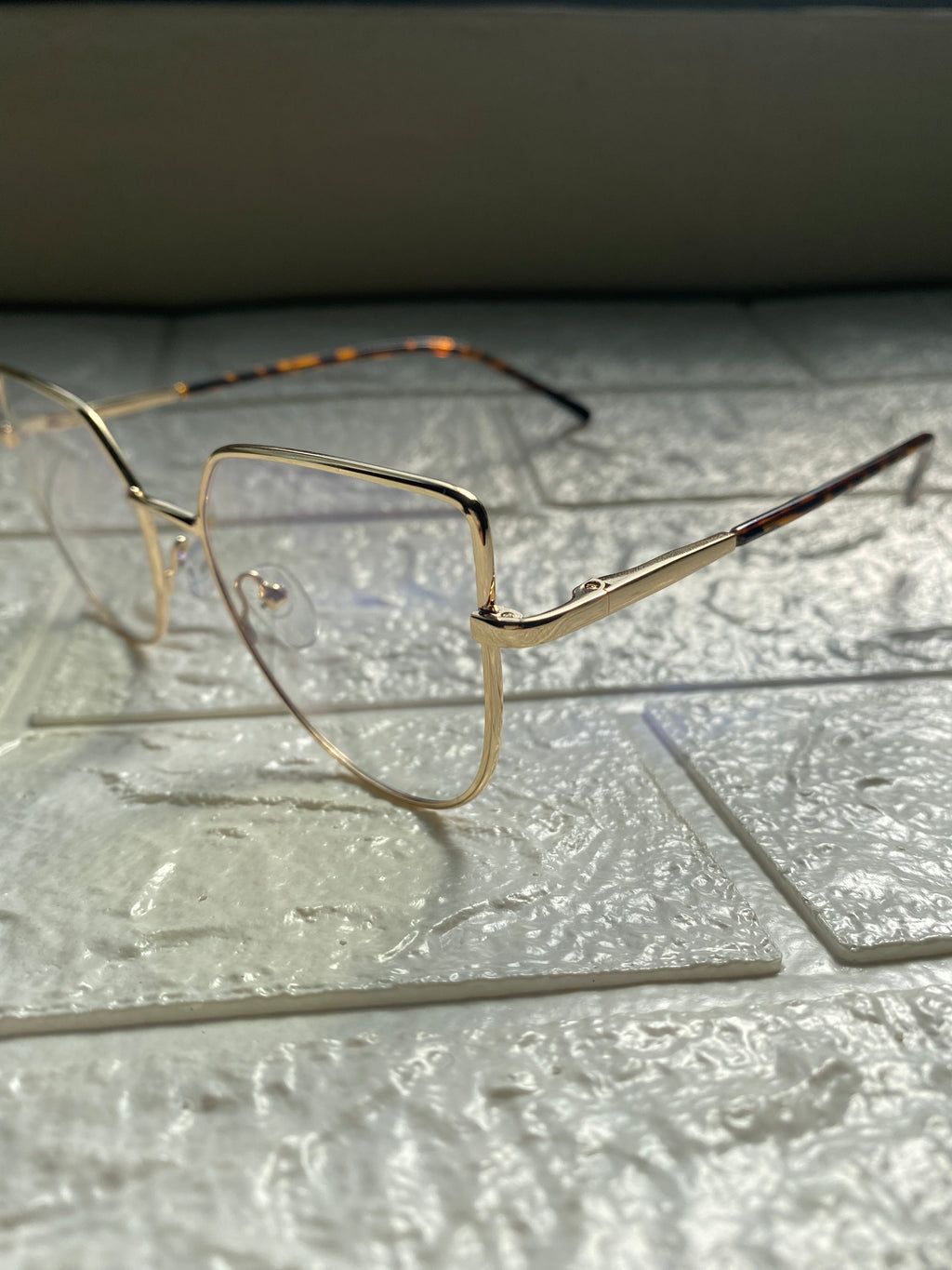 Lentes Cat Eye Gold Metal Detalle Leopardo