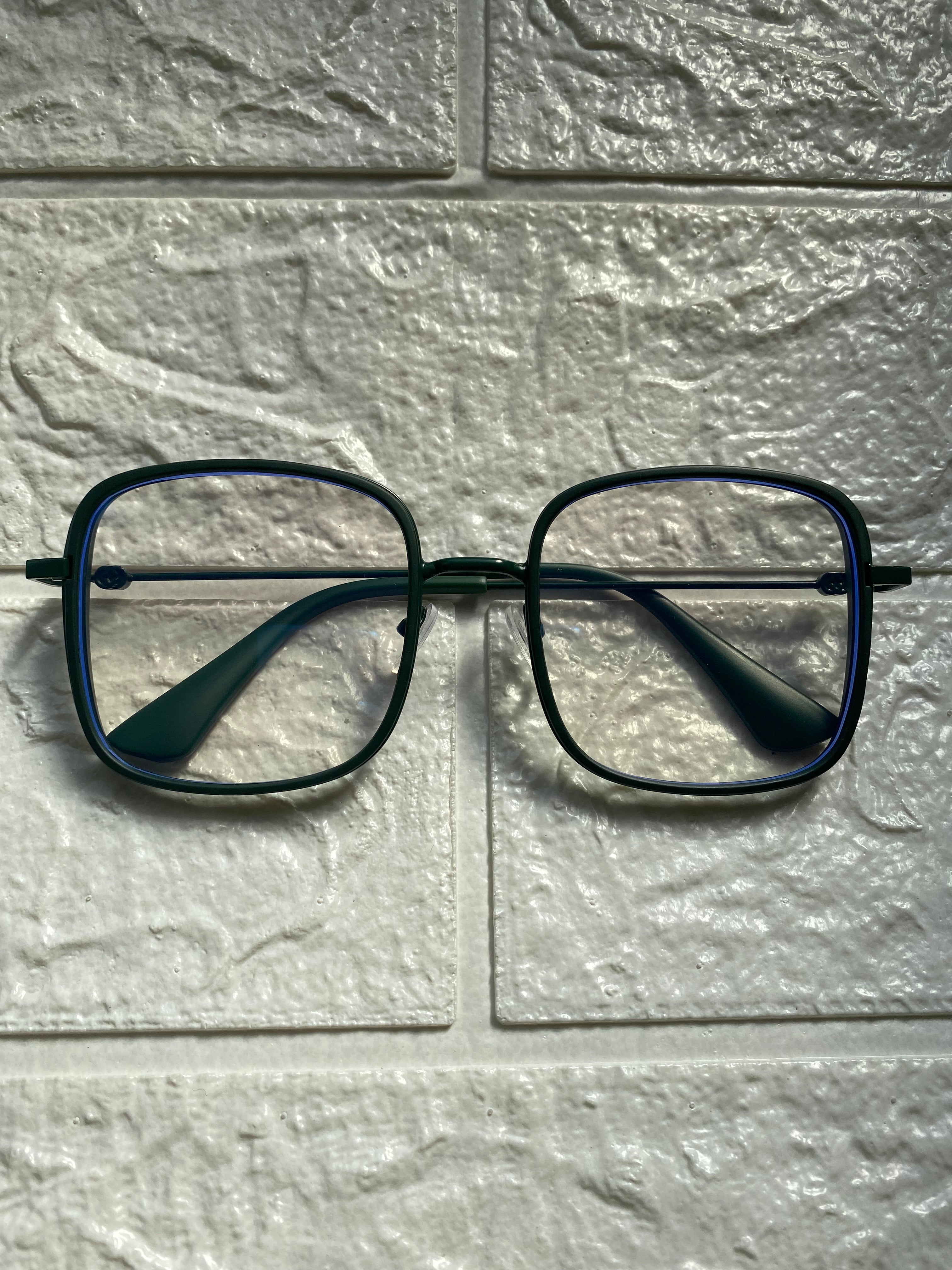 Lentes Cuadrados Verde Militar Mate