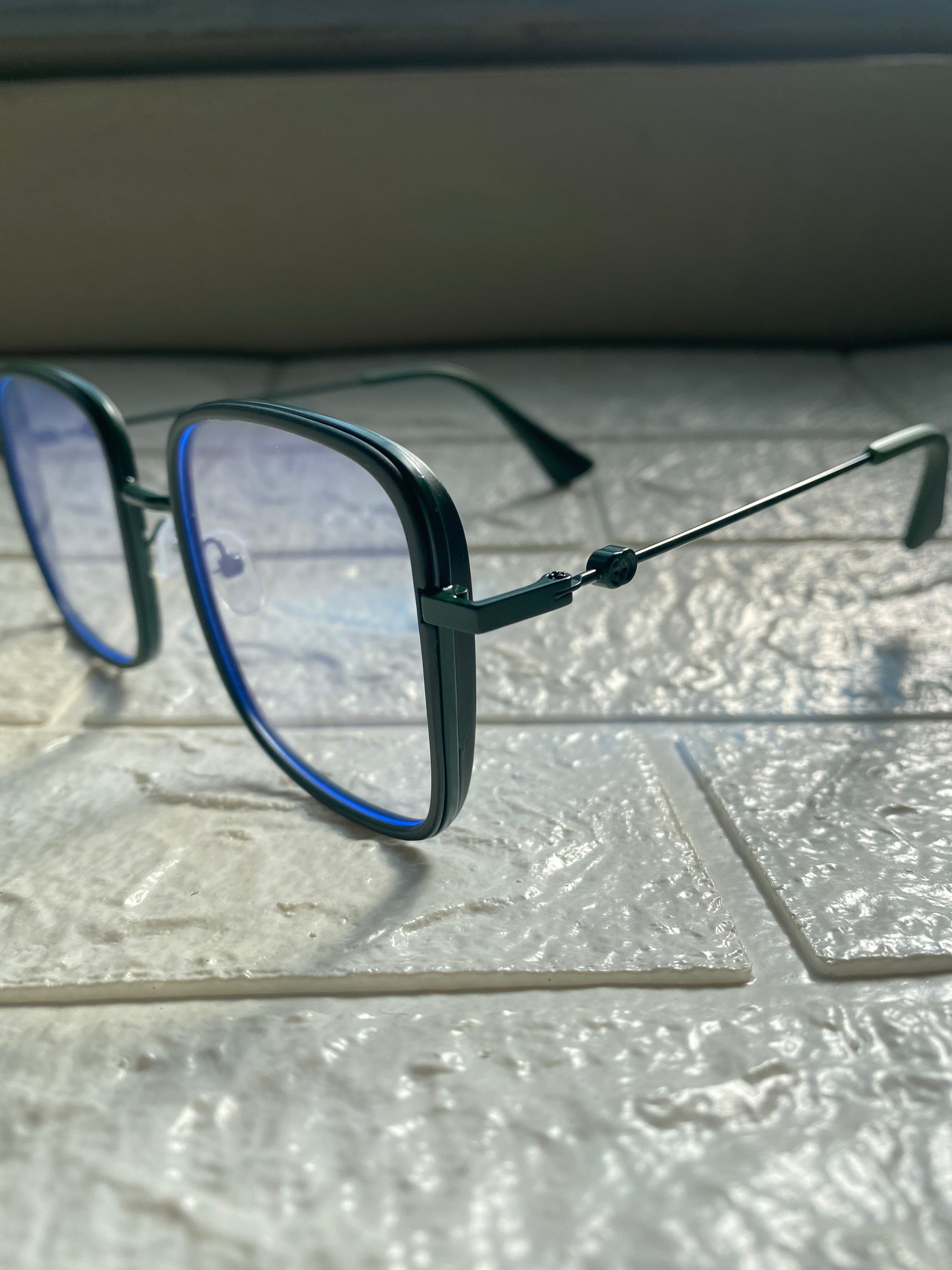 Lentes Cuadrados Verde Militar Mate