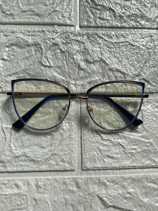 Lentes Cat Eye Gold con Mini Triangulos Negros