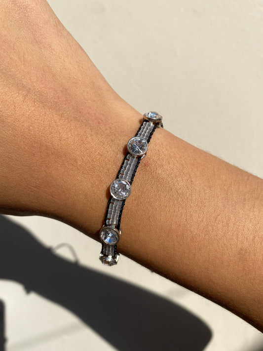 Pulsera Miyuki Silver y Negro