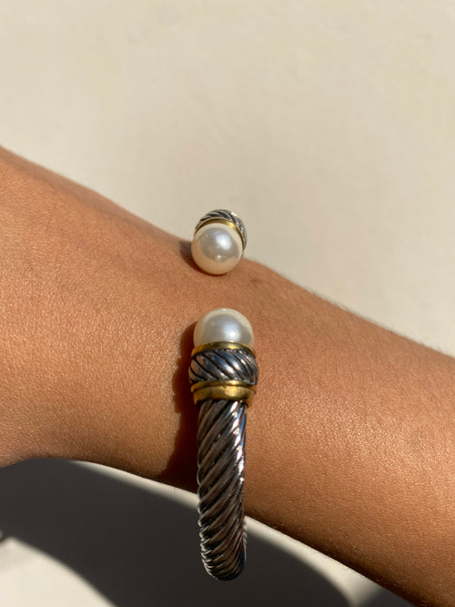 Bangle Silver Perlas