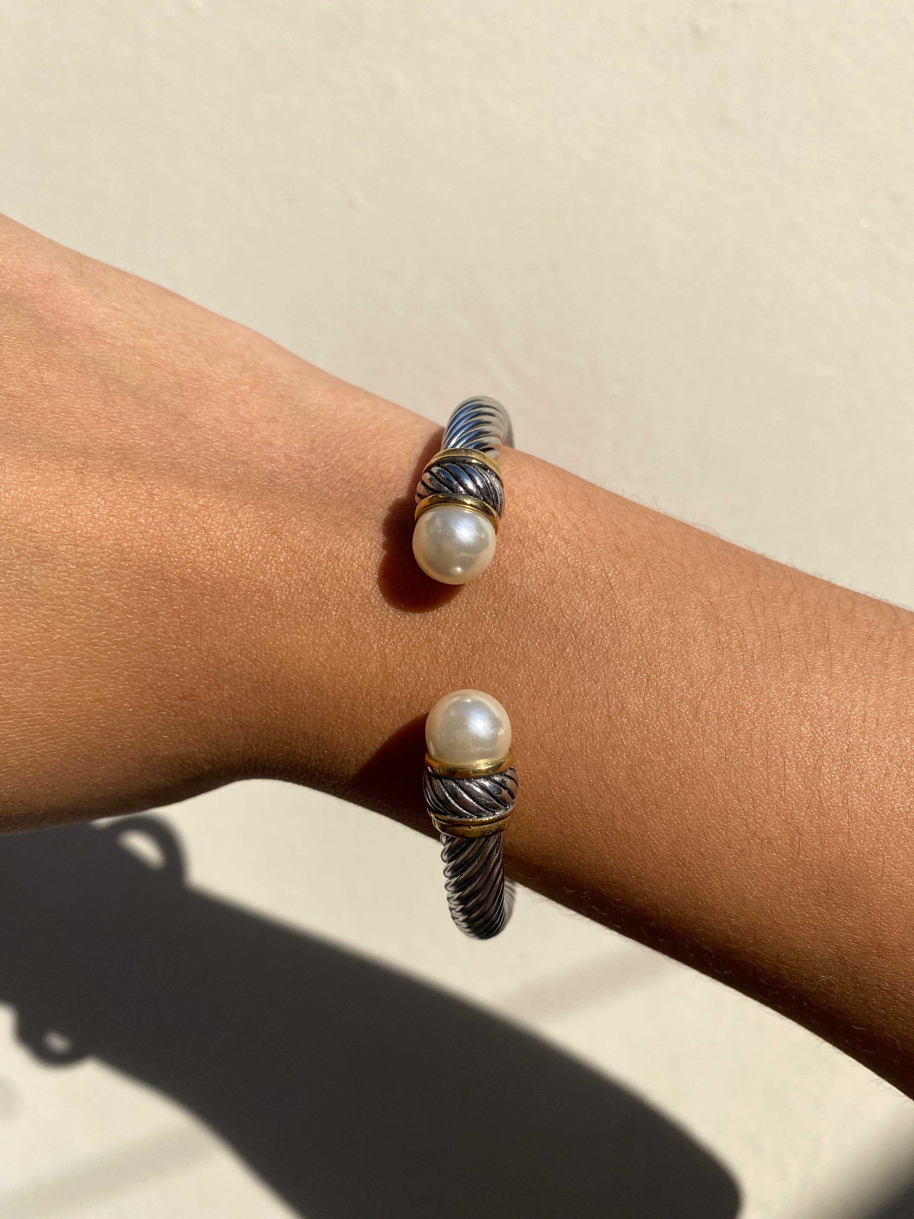 Bangle Silver Perlas