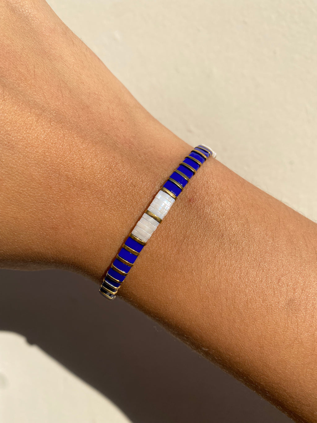 Pulsera Stretch Royal Blue/Blanco