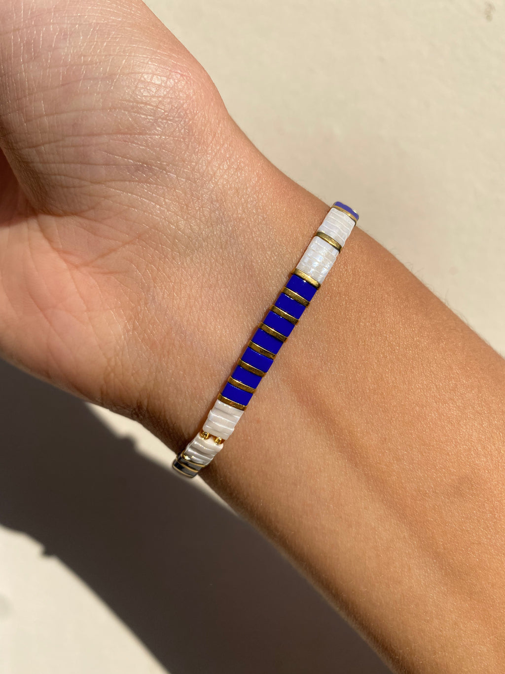 Pulsera Stretch Royal Blue/Blanco