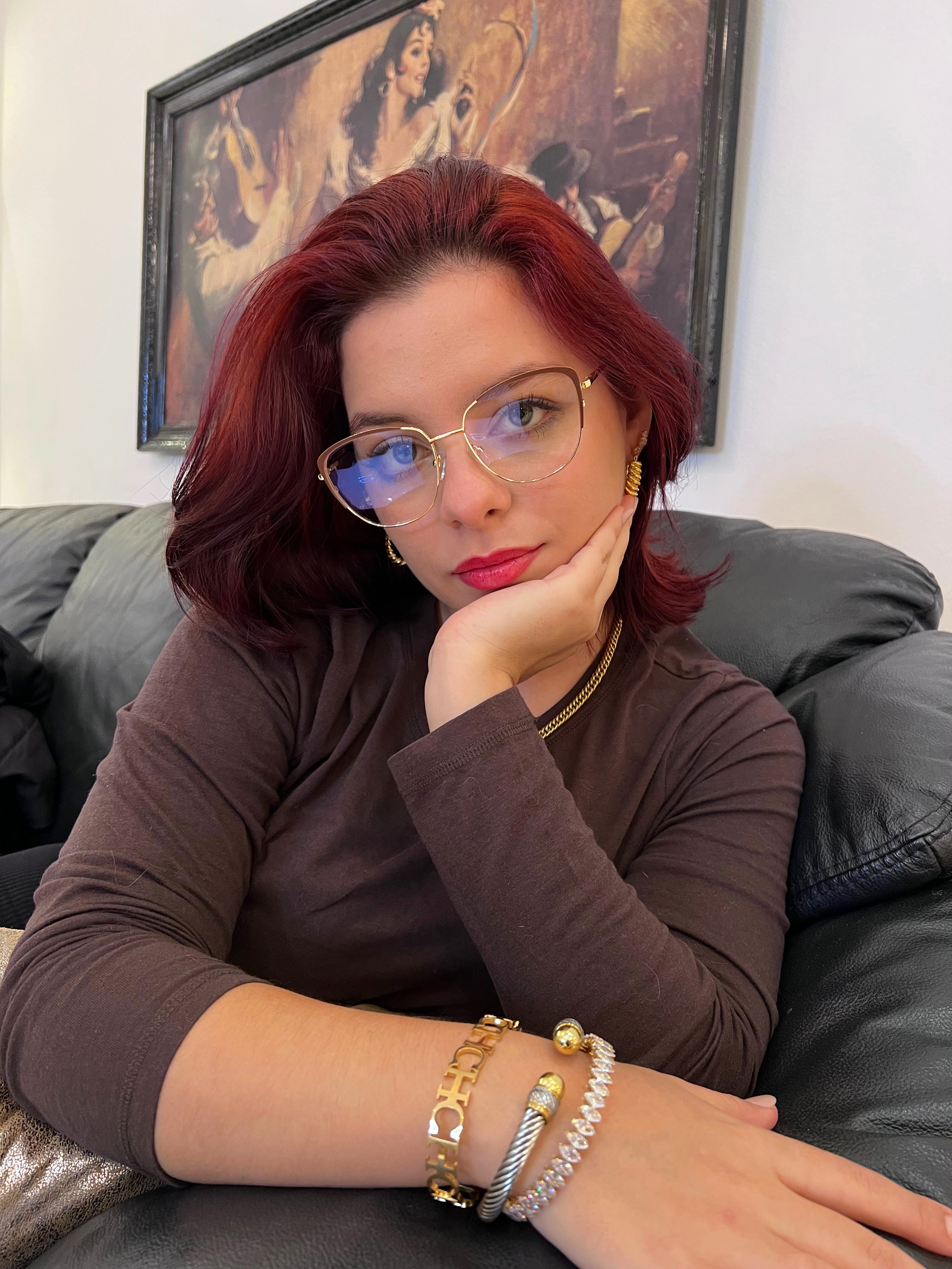 Lentes Cat Eye Gold/ Café