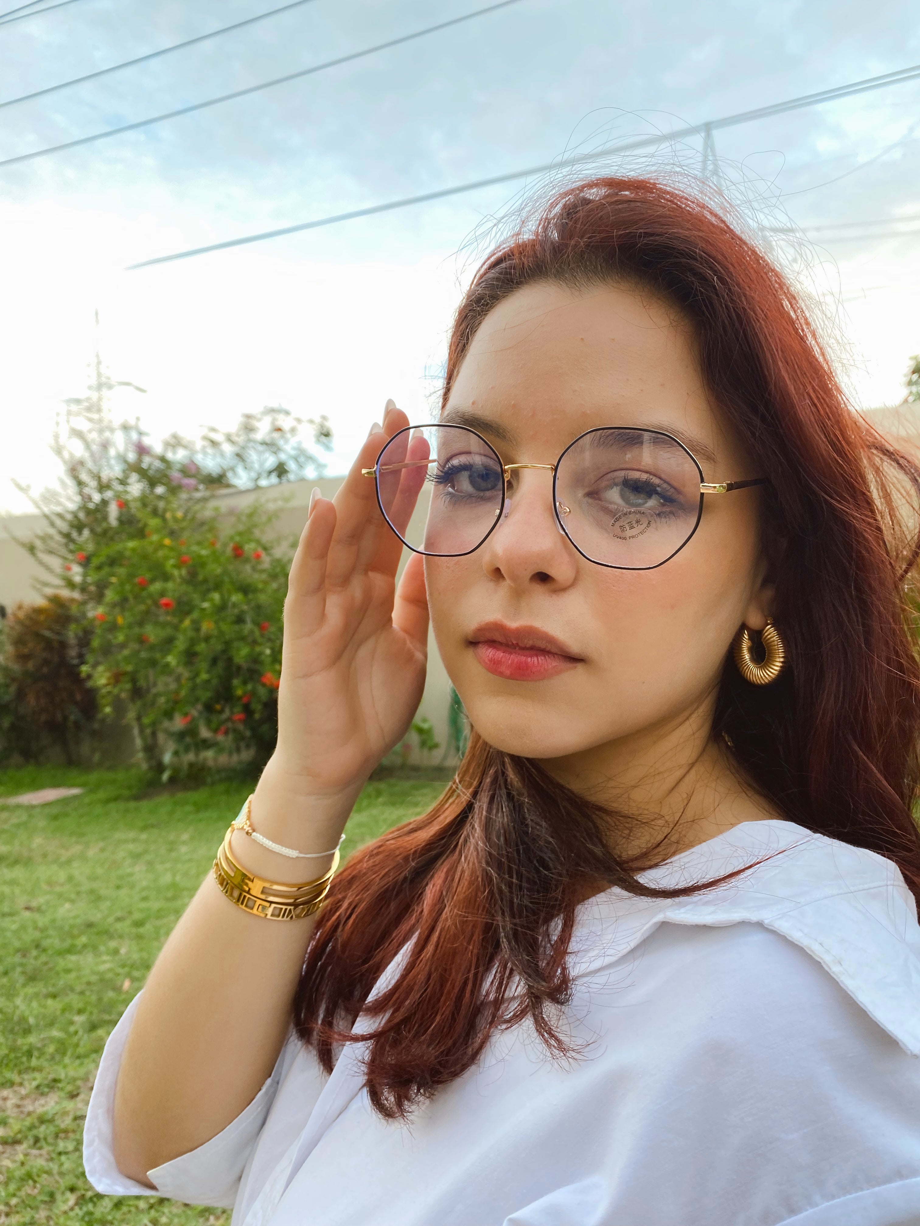 Lentes Hexagonales Gold y Negro