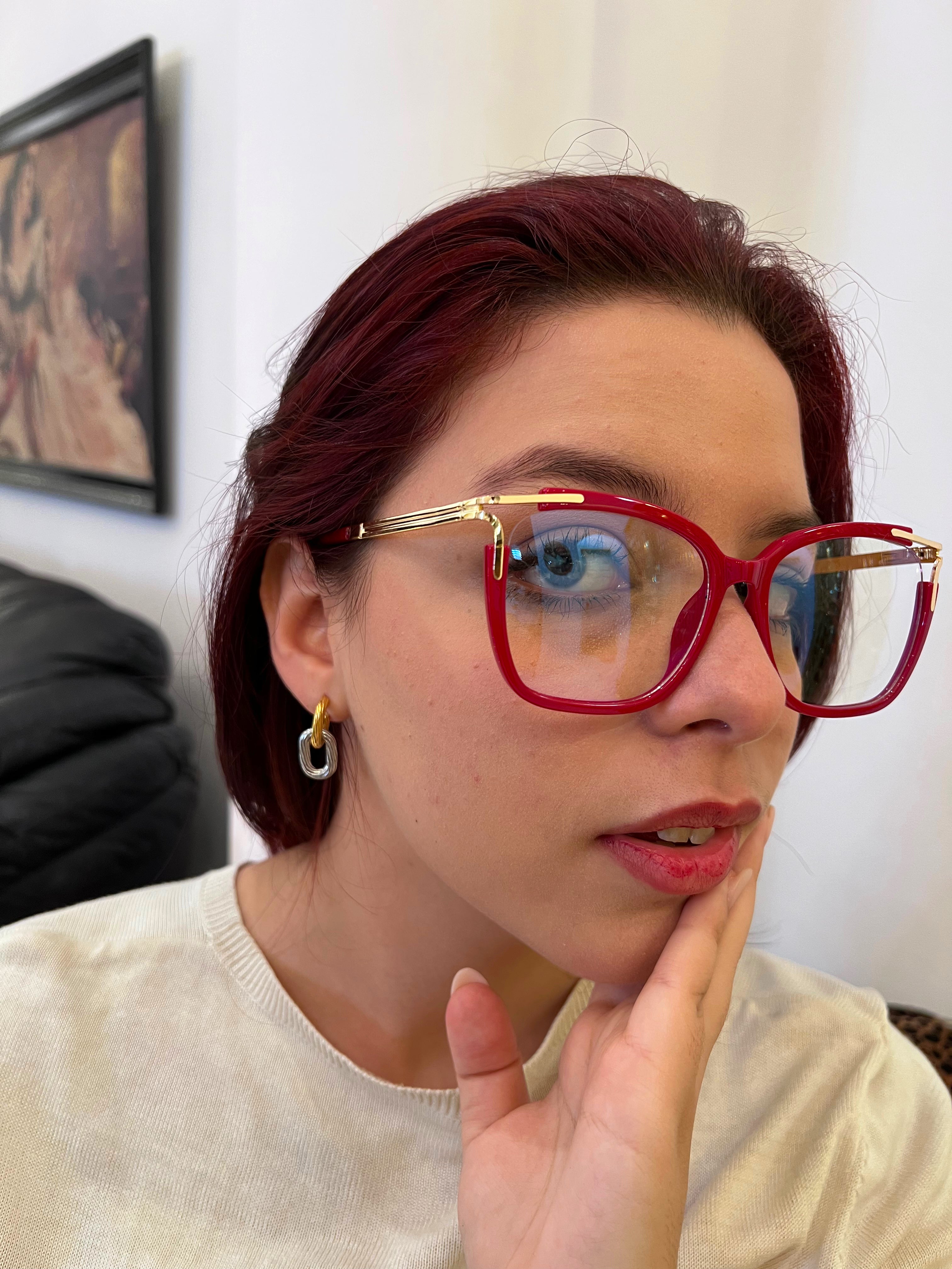 Lentes Rojos con Esquinas Gold