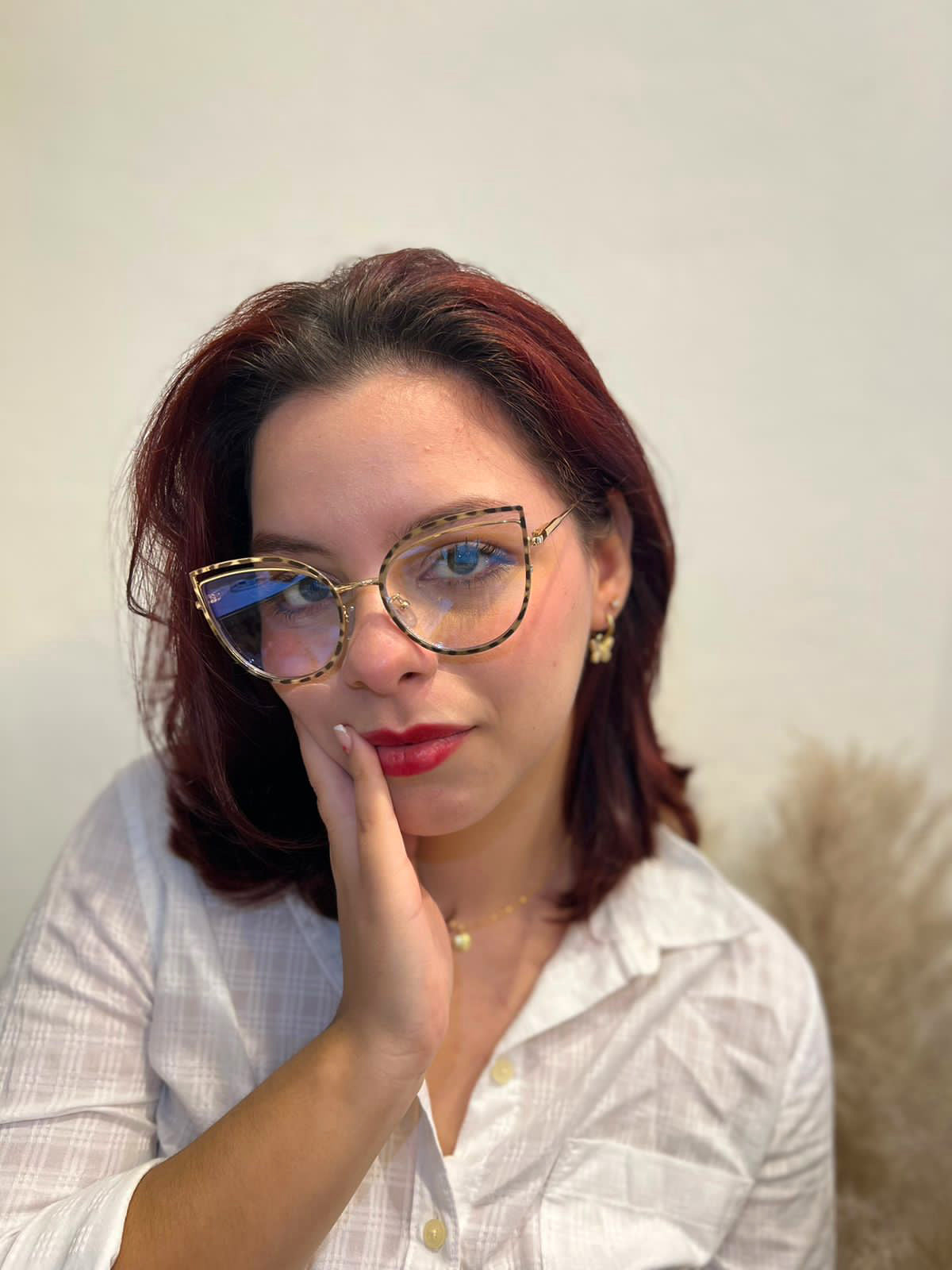 Lentes Cat Eye Doble Leopardo y Gold