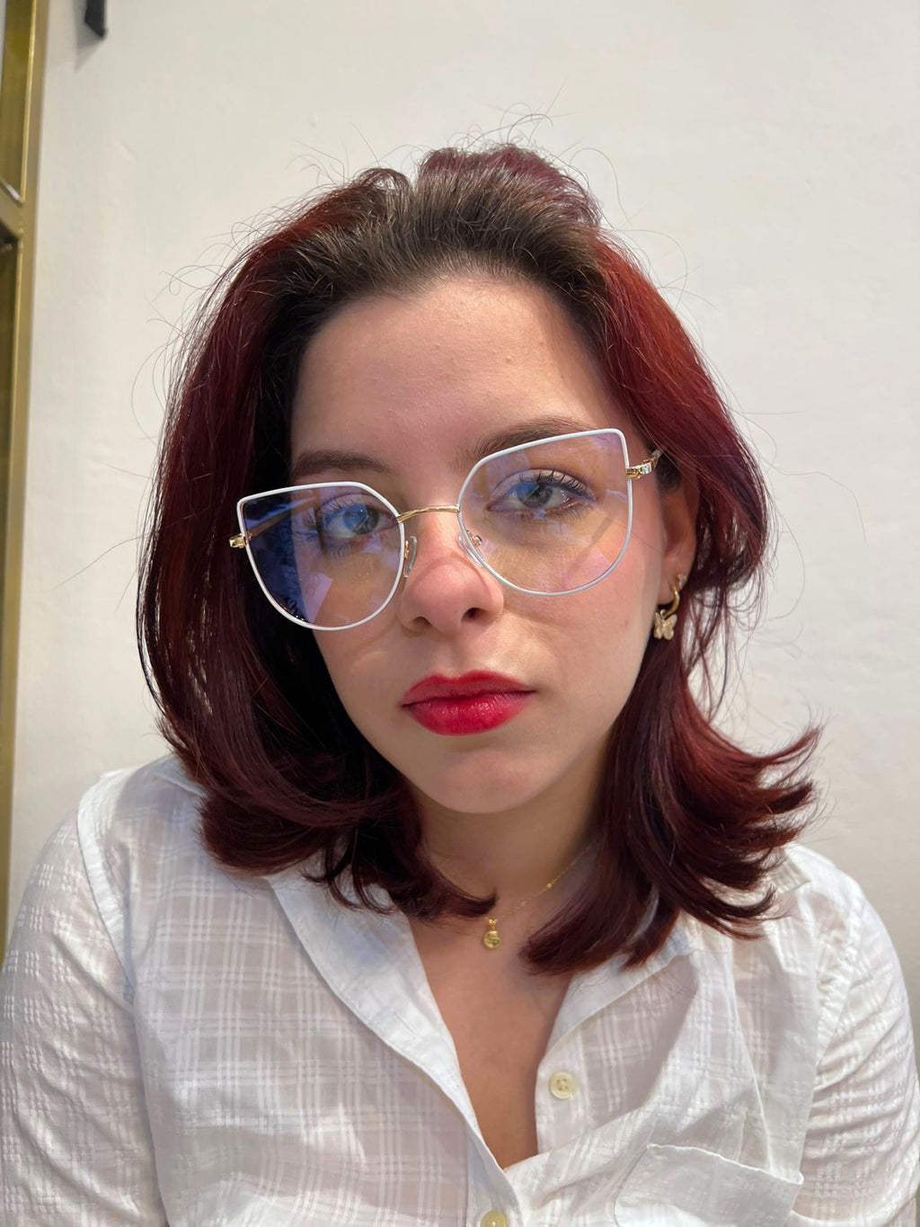 Lentes Cat Eye Gold y Blanco