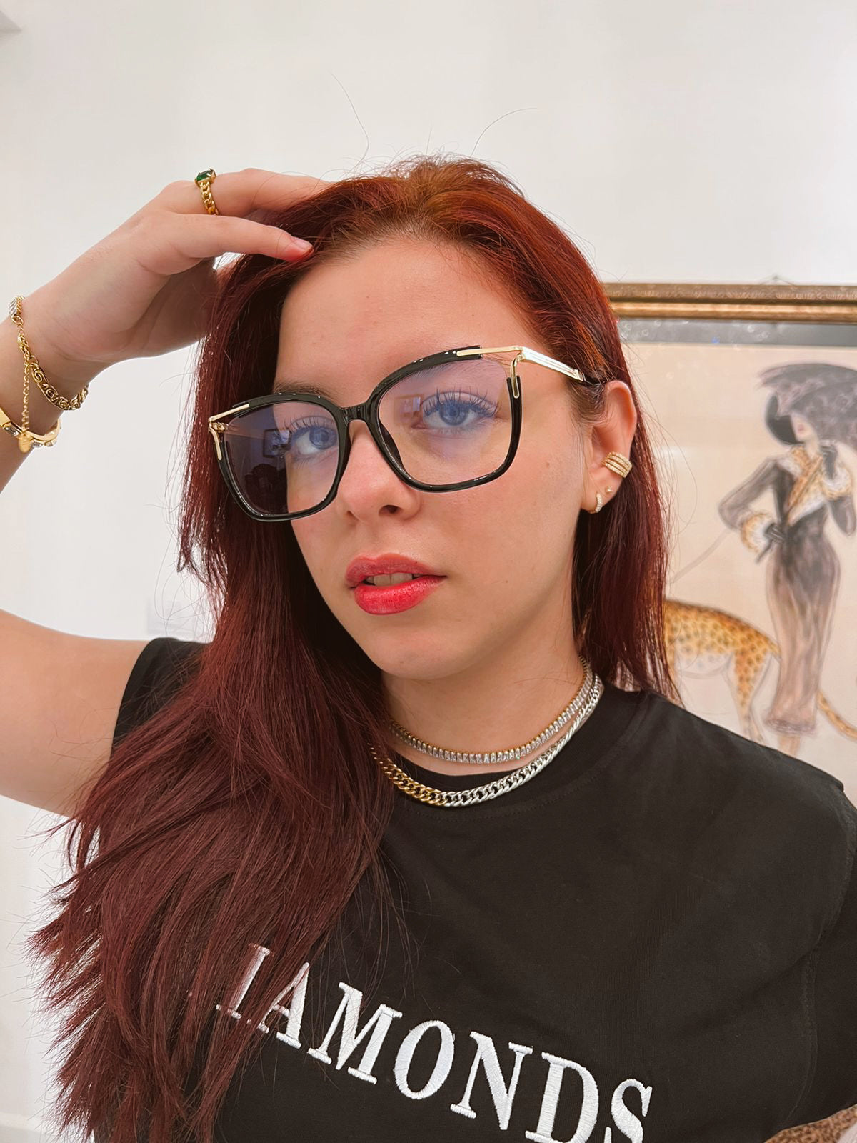 Lentes Fancy Negros con Gold