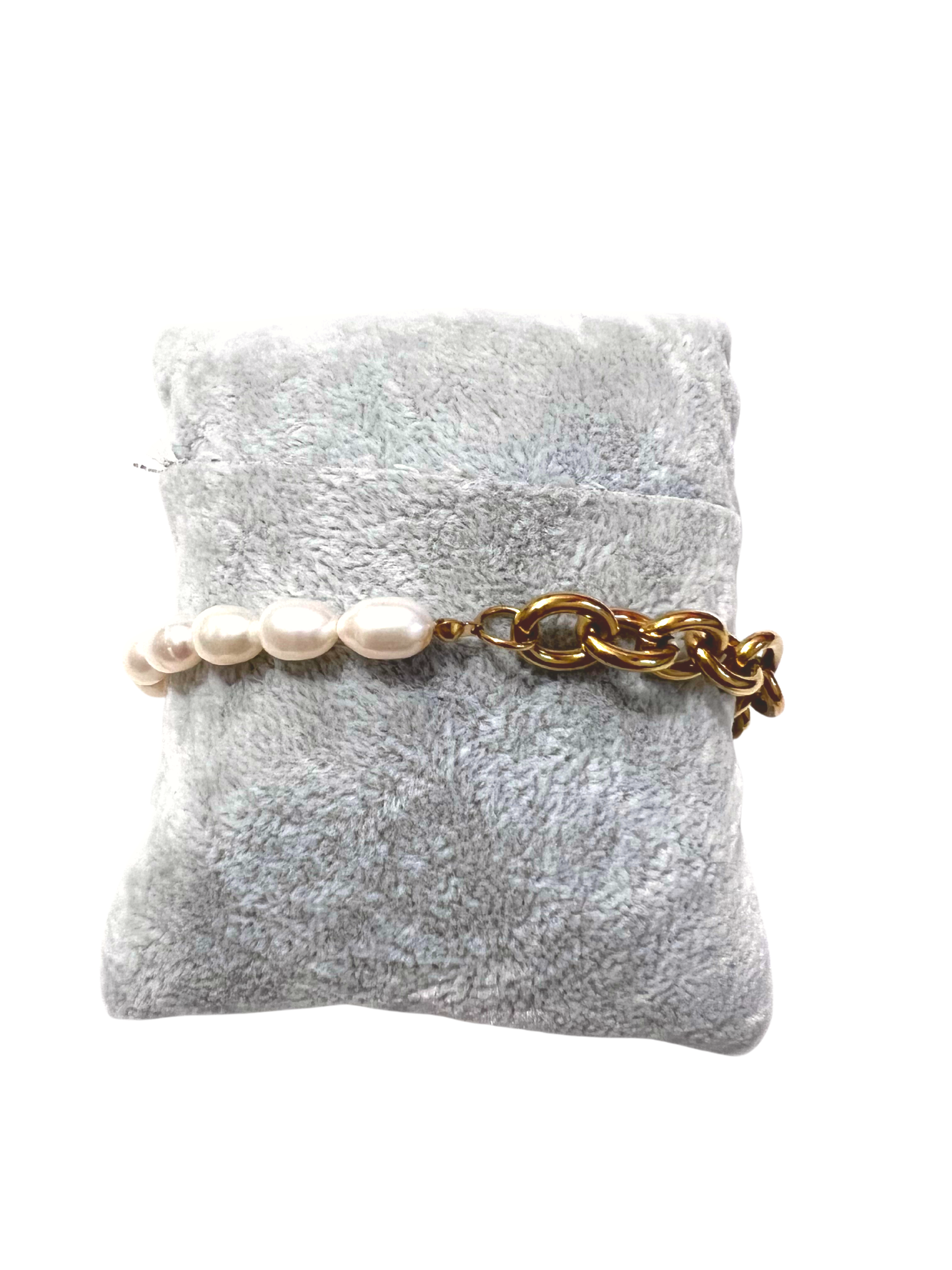 Pulsera Mitad Eslabones y Perlas