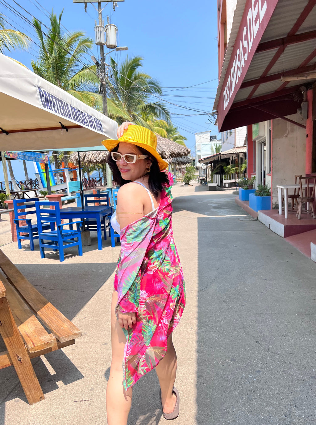 Traje de Baño Palmeras Fucsia
